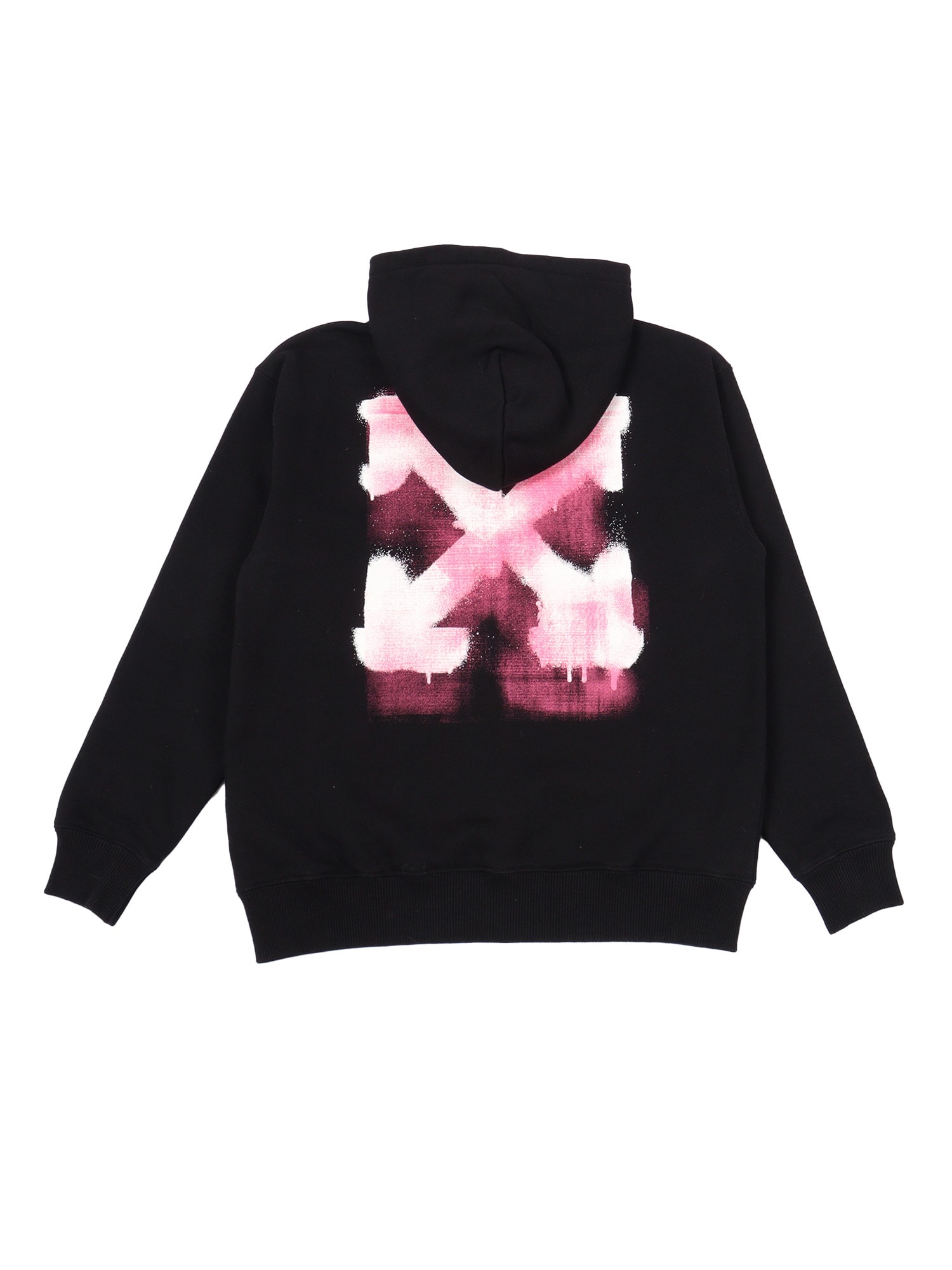 Off-white Arrow Spray Hoodie Zip Up Black - Fuchsi In Black