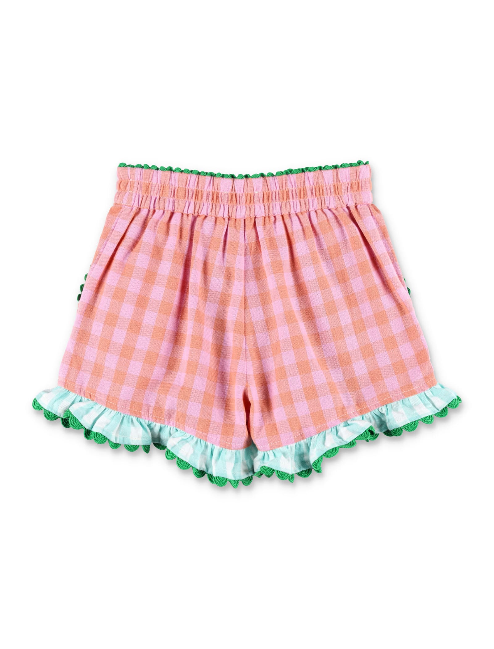 Shop Stella Mccartney Check Frilled Shorts In Pink Check