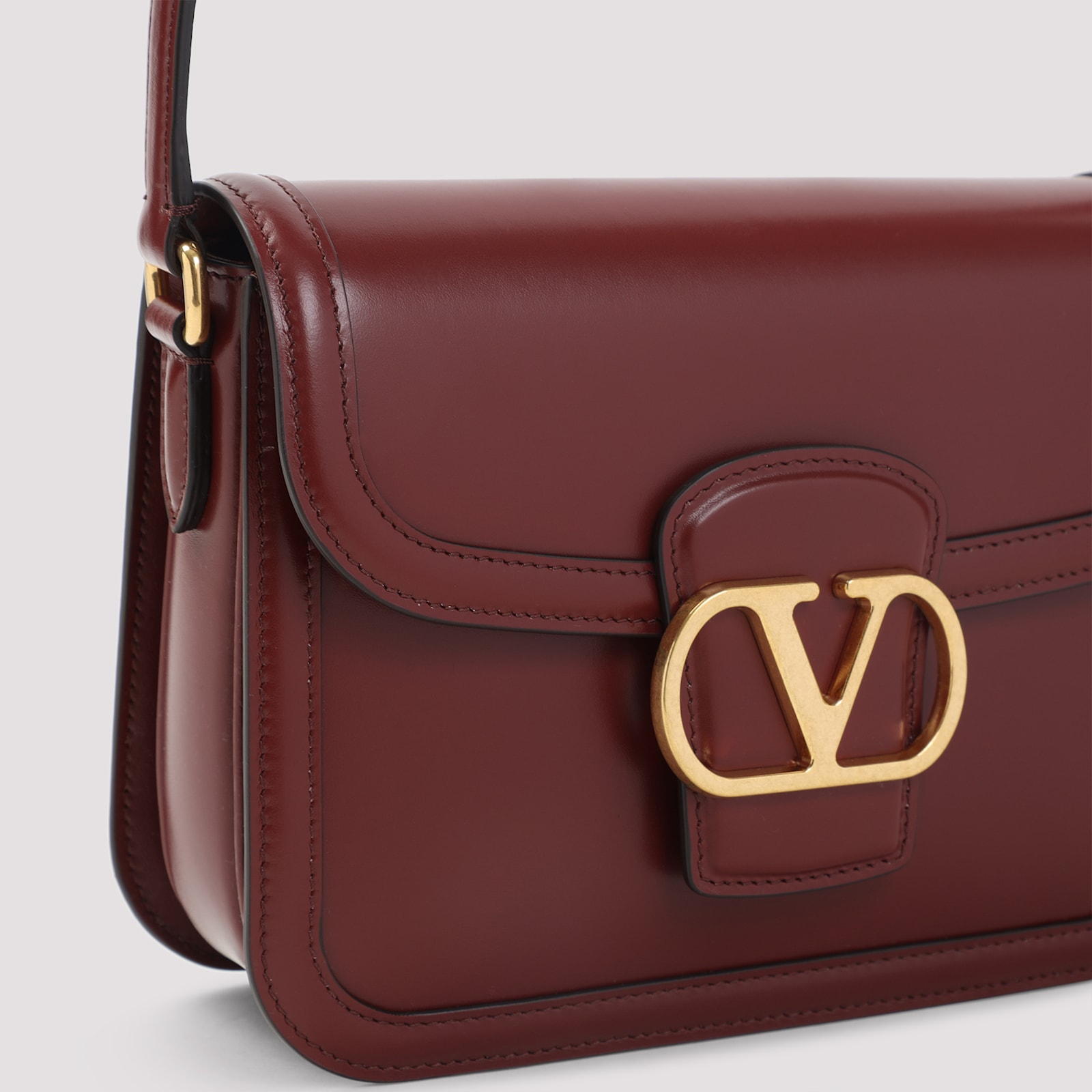Valentino Womens Brick Ruby 9to5 Small Leather Shoulder Bag