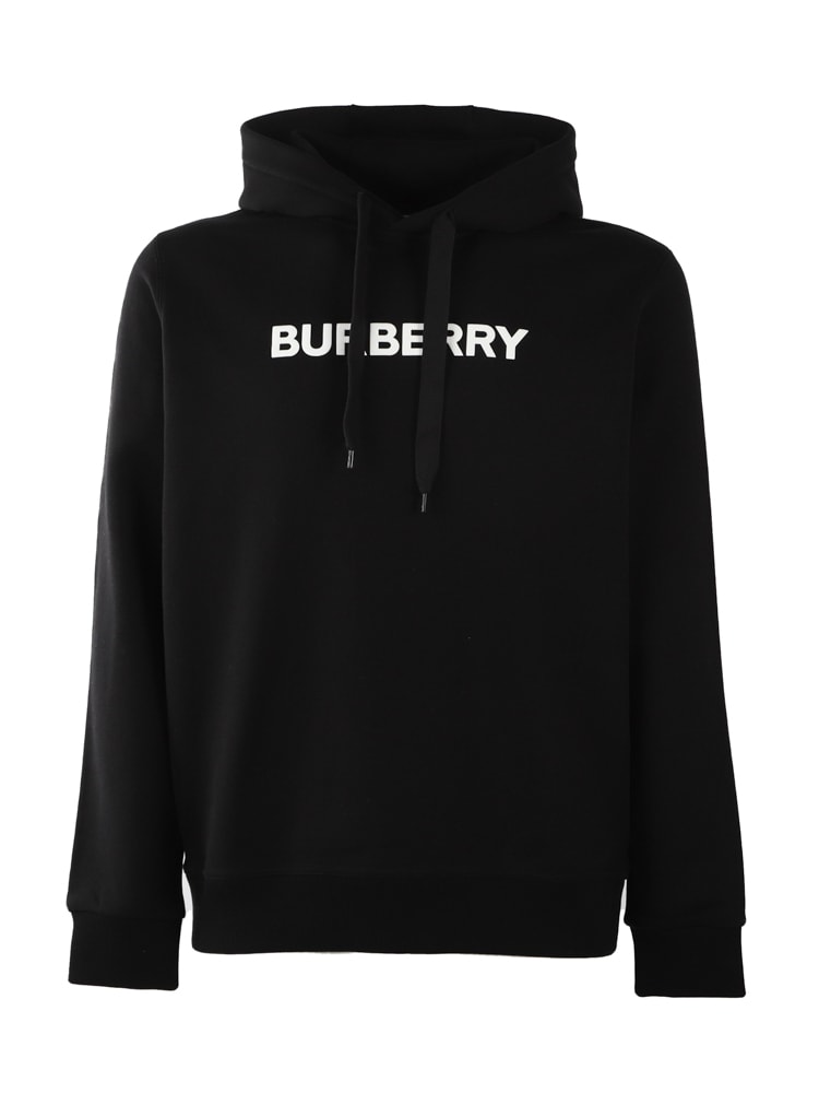 Shop Burberry Cotton Hooded Sweatshirt With Logo In Black