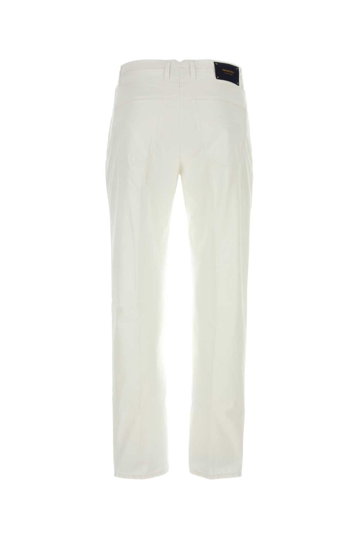 Shop Incotex White Cotton Pant In Biancoottico