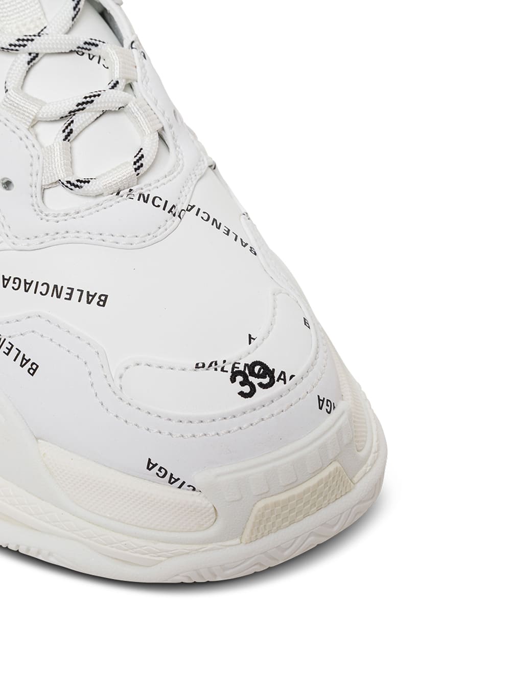 Balenciaga Triple S Sneakers With Allover Logo Print In White