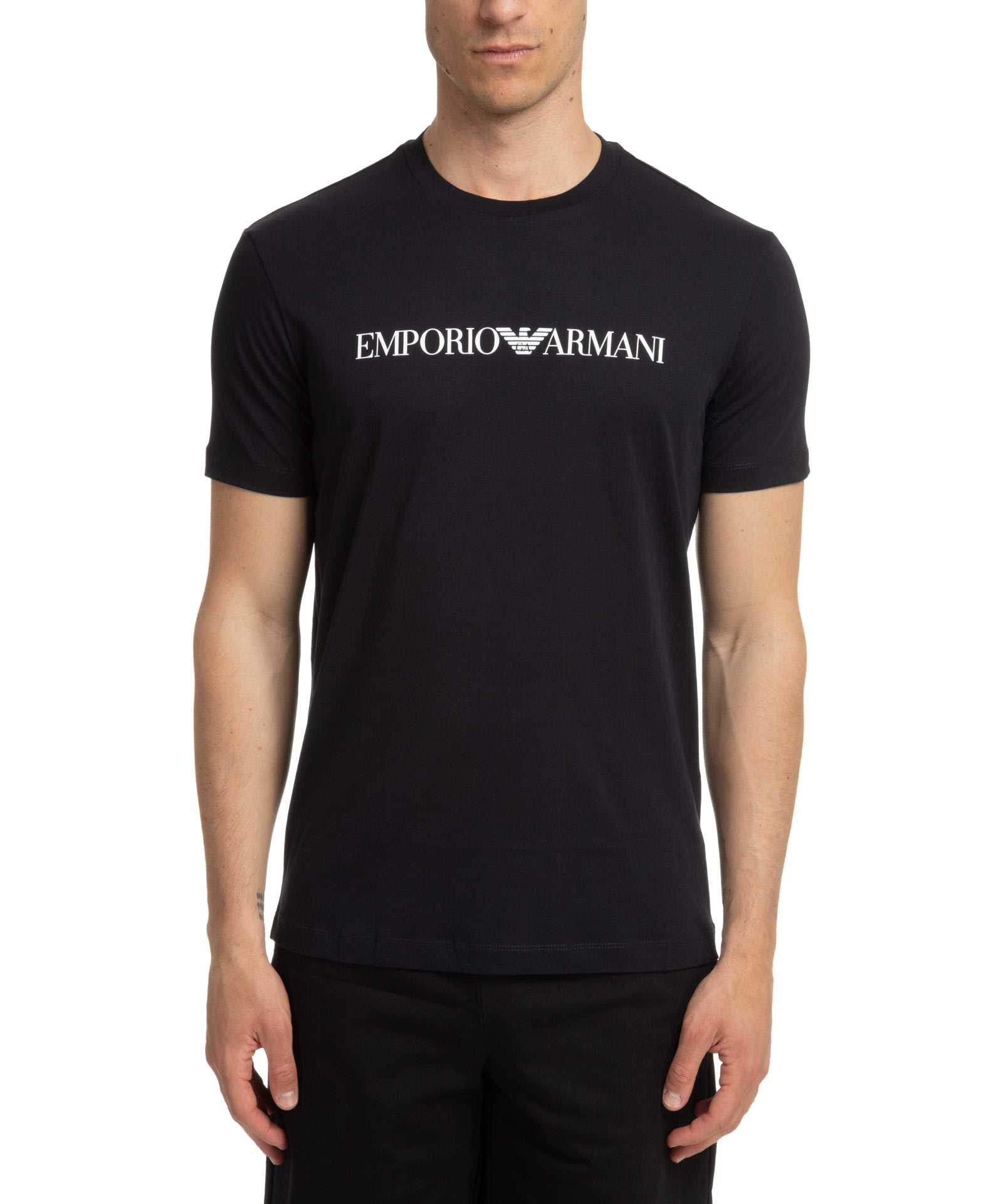 Shop Emporio Armani Cotton T-shirt  In Blue