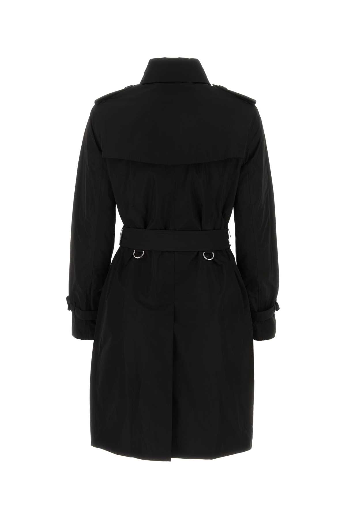 Shop Burberry Black Polyester Trench Coat