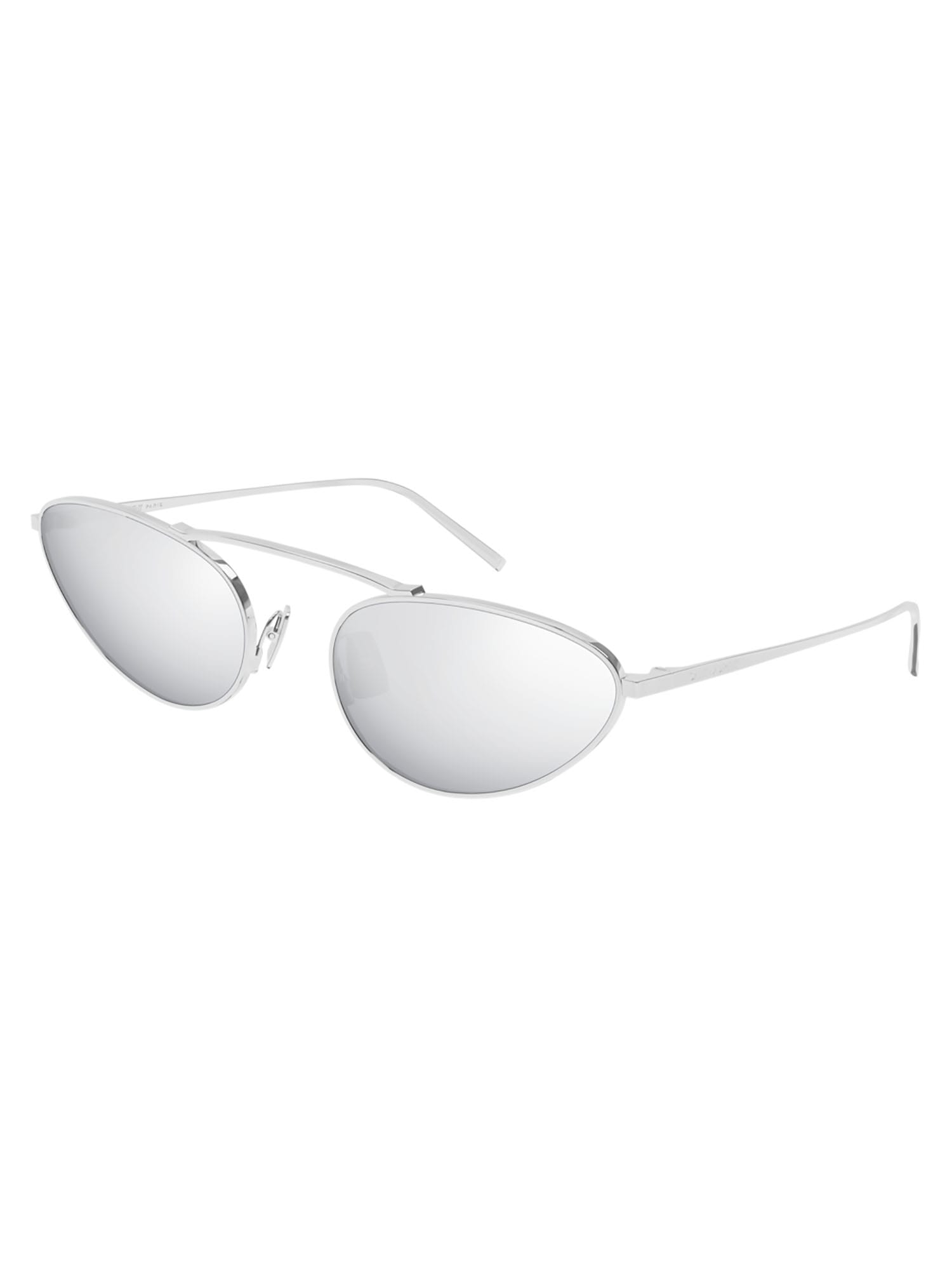 Shop Saint Laurent Sl 538 Sunglasses In Silver Silver Silver