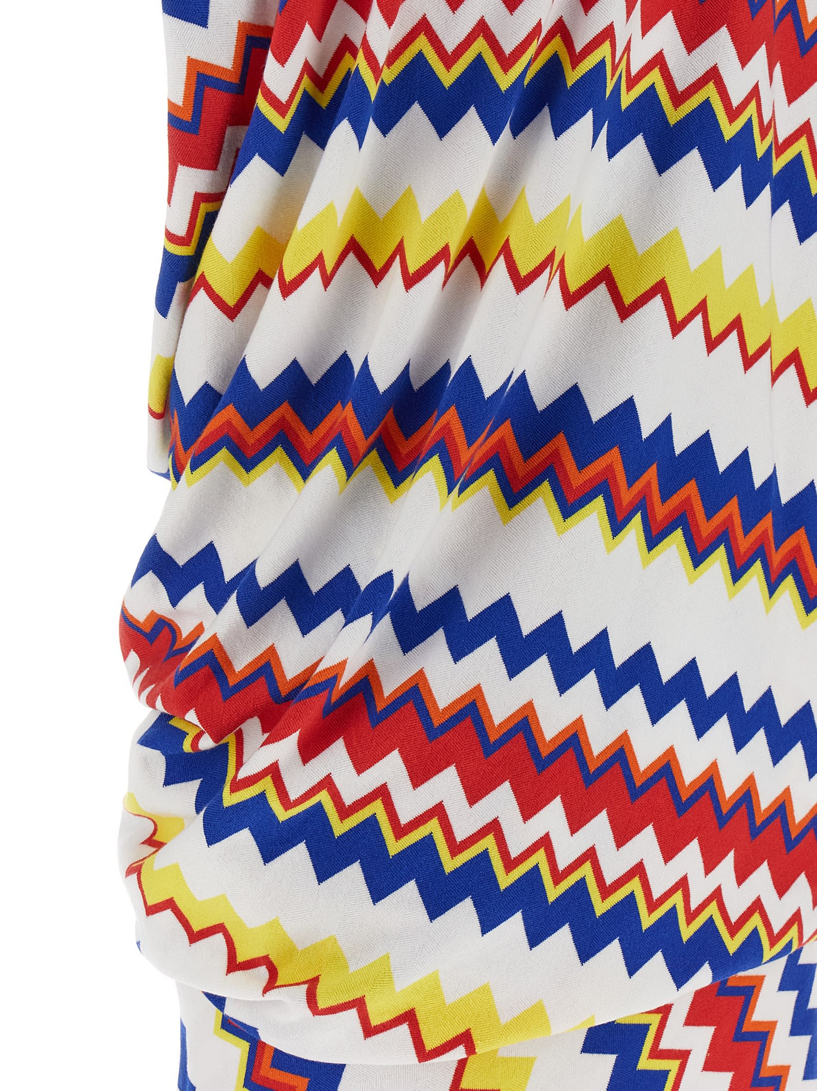 Missoni Zigzag Pattern Peplos Minidress With Draped Front In Multi