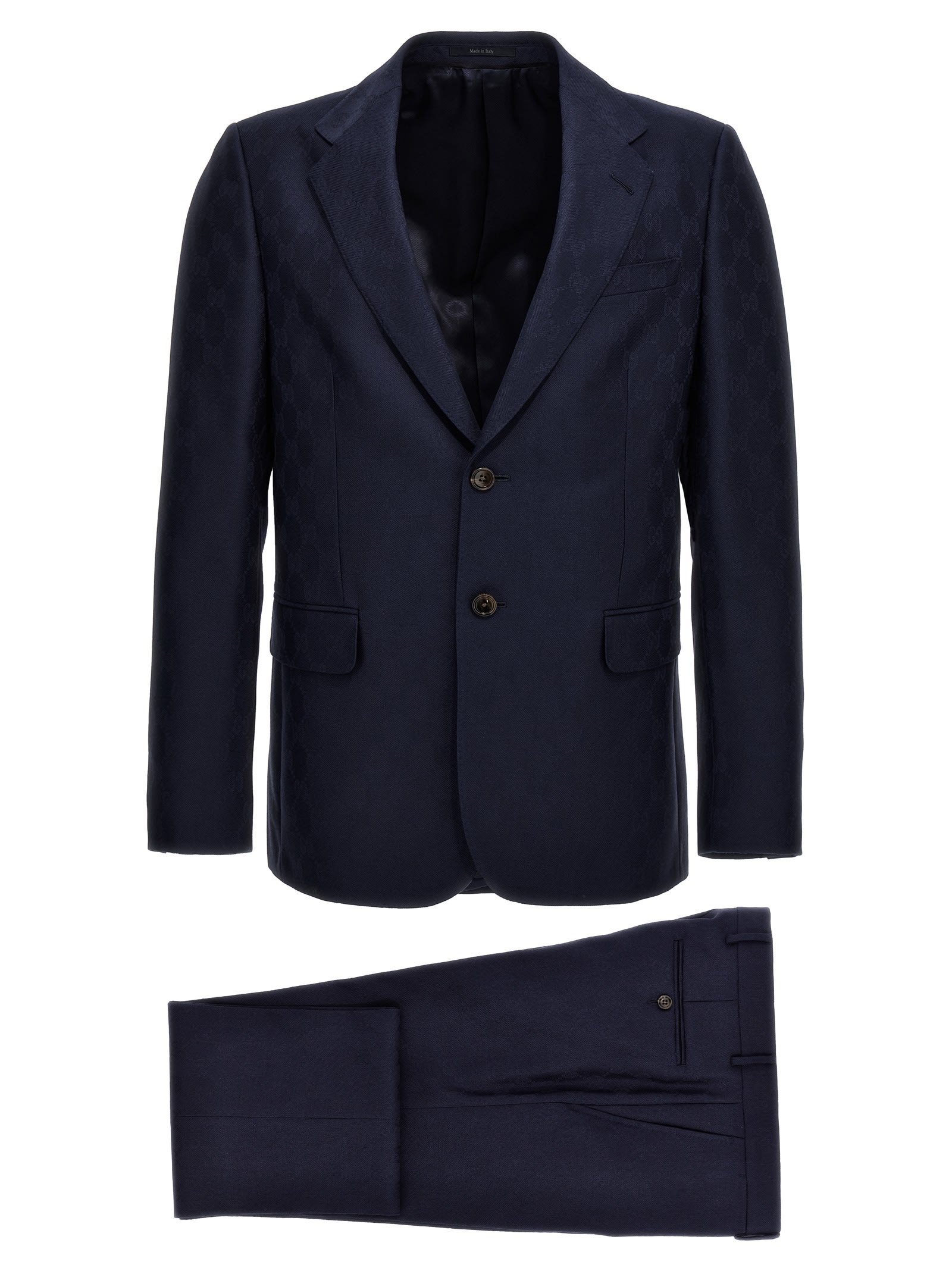 Shop Gucci Wool Suit Gg In Blue