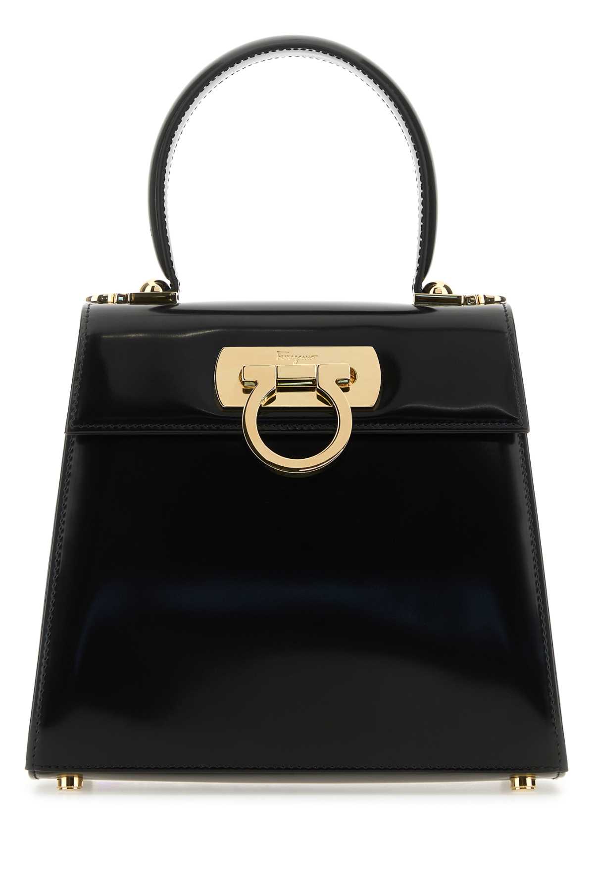 Shop Ferragamo Black Leather Small Iconic Handbag In Neroneronero