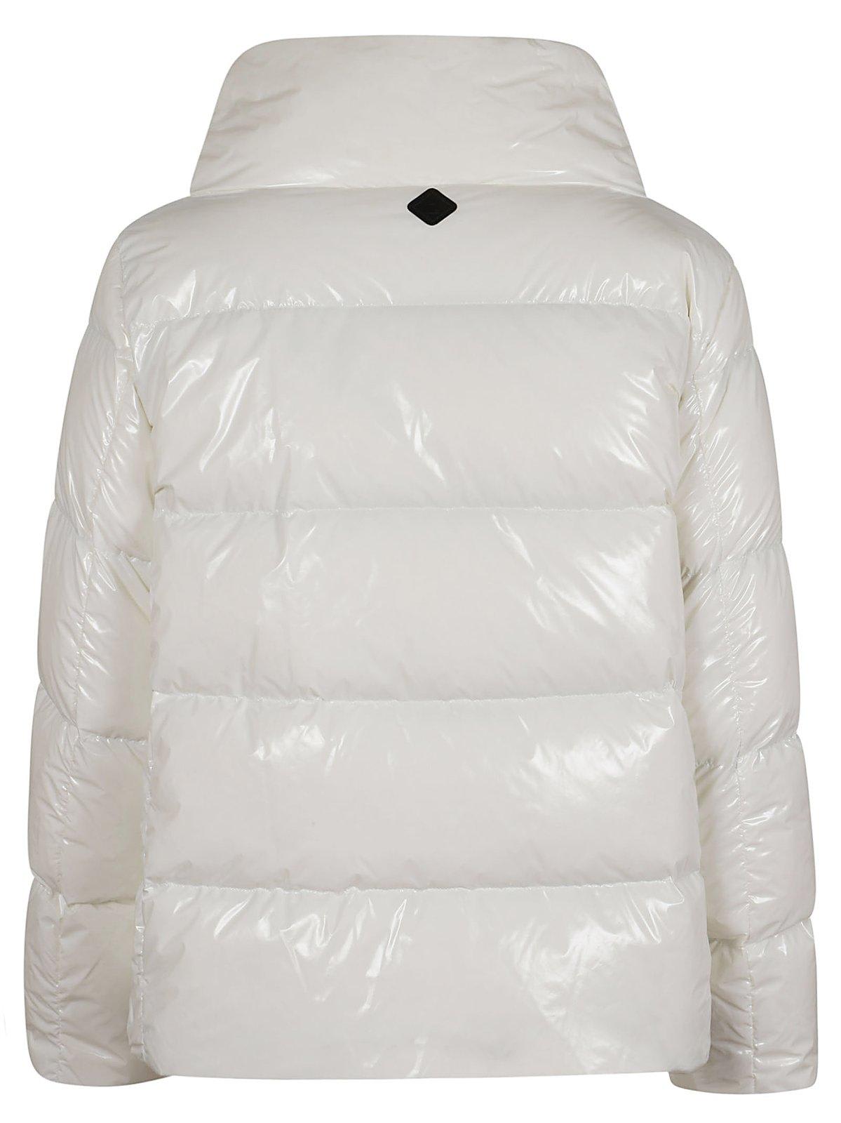 Shop Herno Zipped Hooded Down Jacket In White