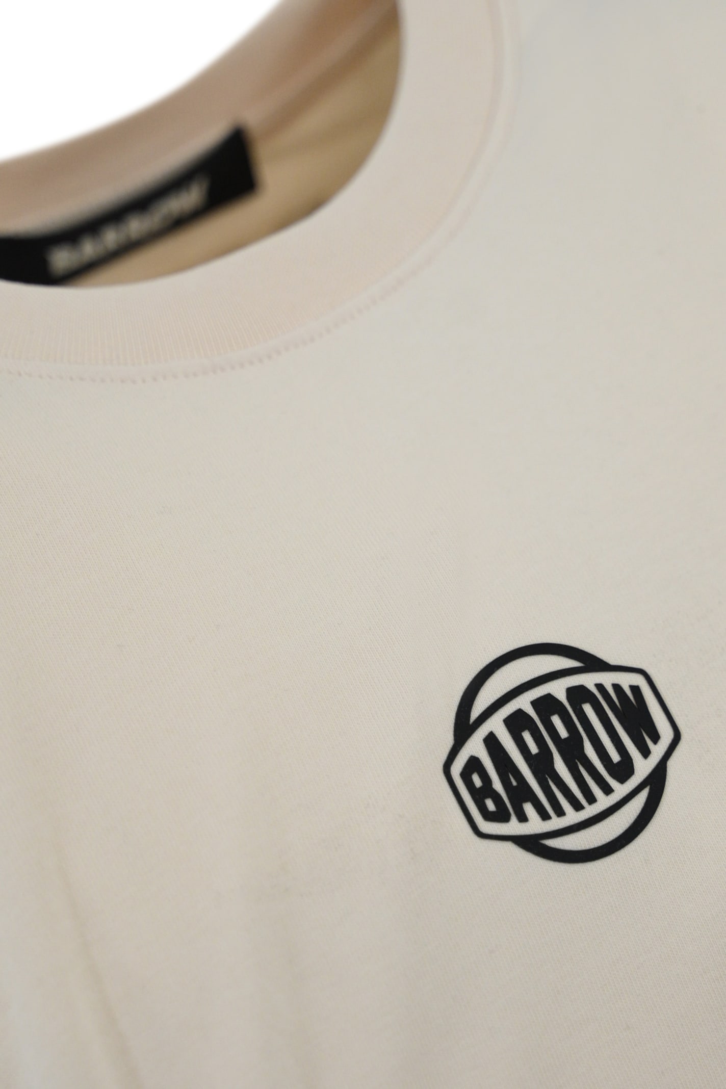 Barrow Cotton T-shirt With Creative Madness Print In Vanilla