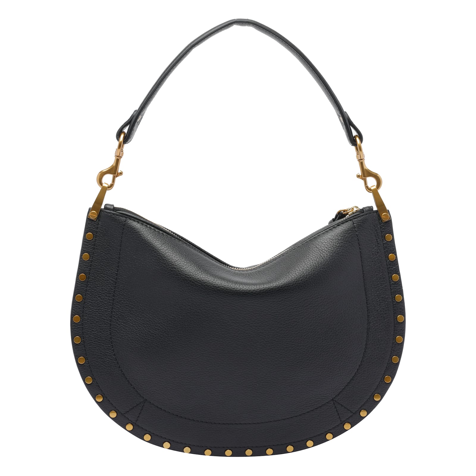 Isabel Marant Oskan Studded Grainy Leather Shoulder Bag In Black
