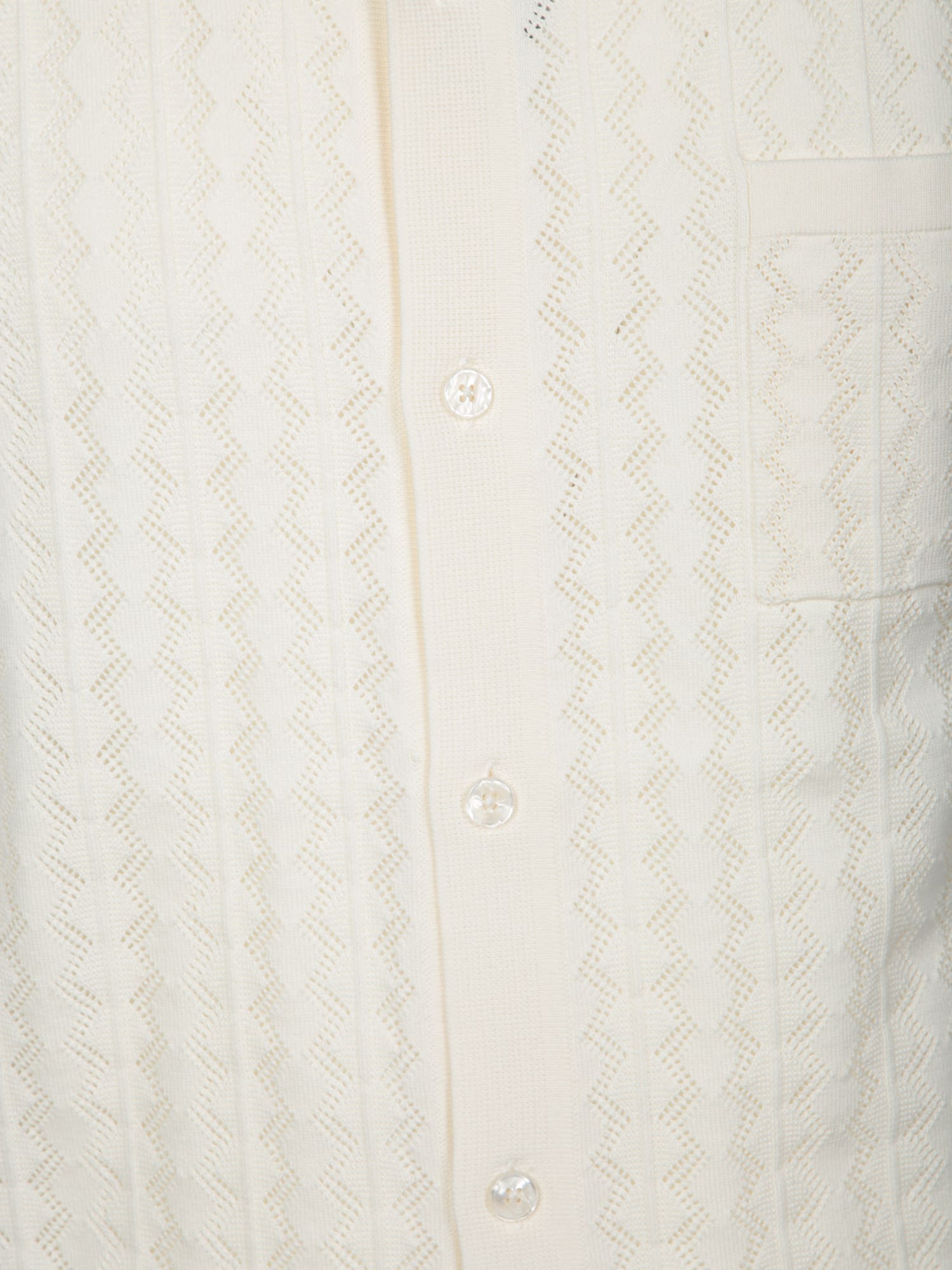 Dolce & Gabbana Perforated Cotton Knit Shirt In Beige