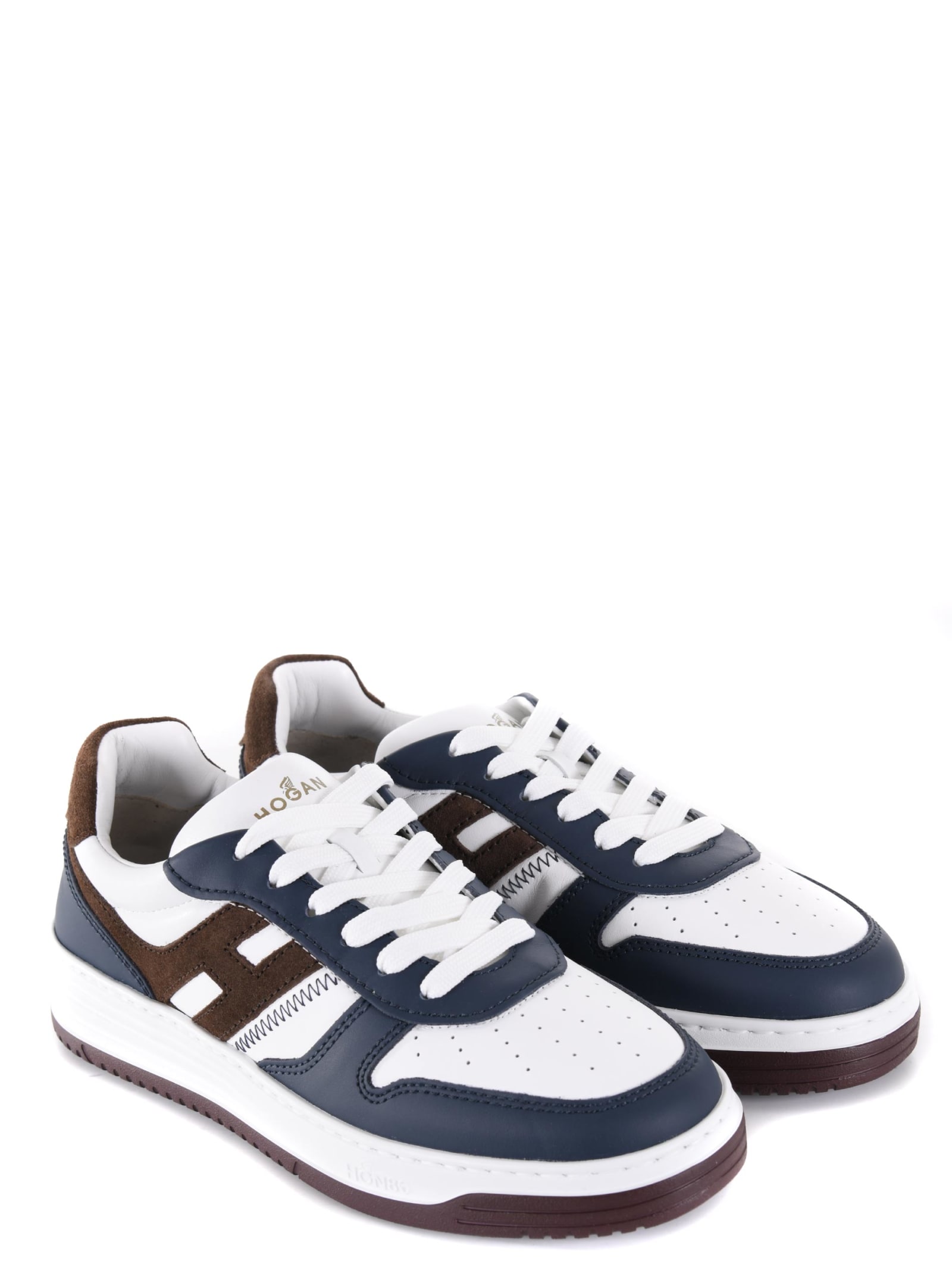 Shop Hogan H630 Sneakers In Bianco/blu/moro