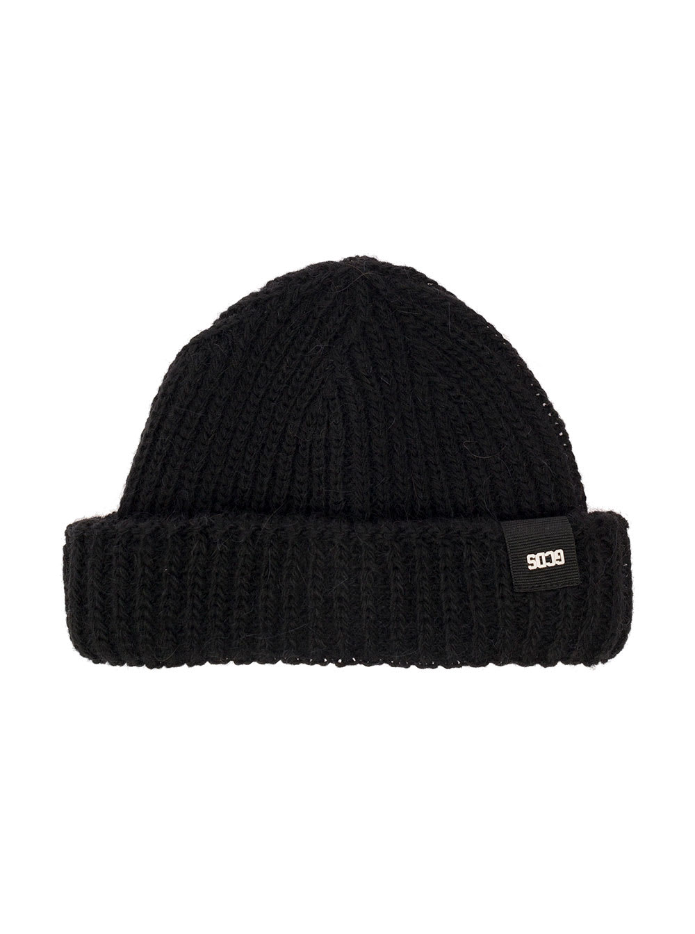 Black Beanie In Cable Knit With Turn-up Gcds Man