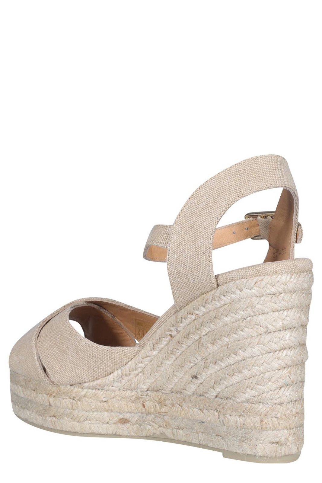 Shop Castaã±er Blaudell Buckle-fastened Wedge Sandals In Beige
