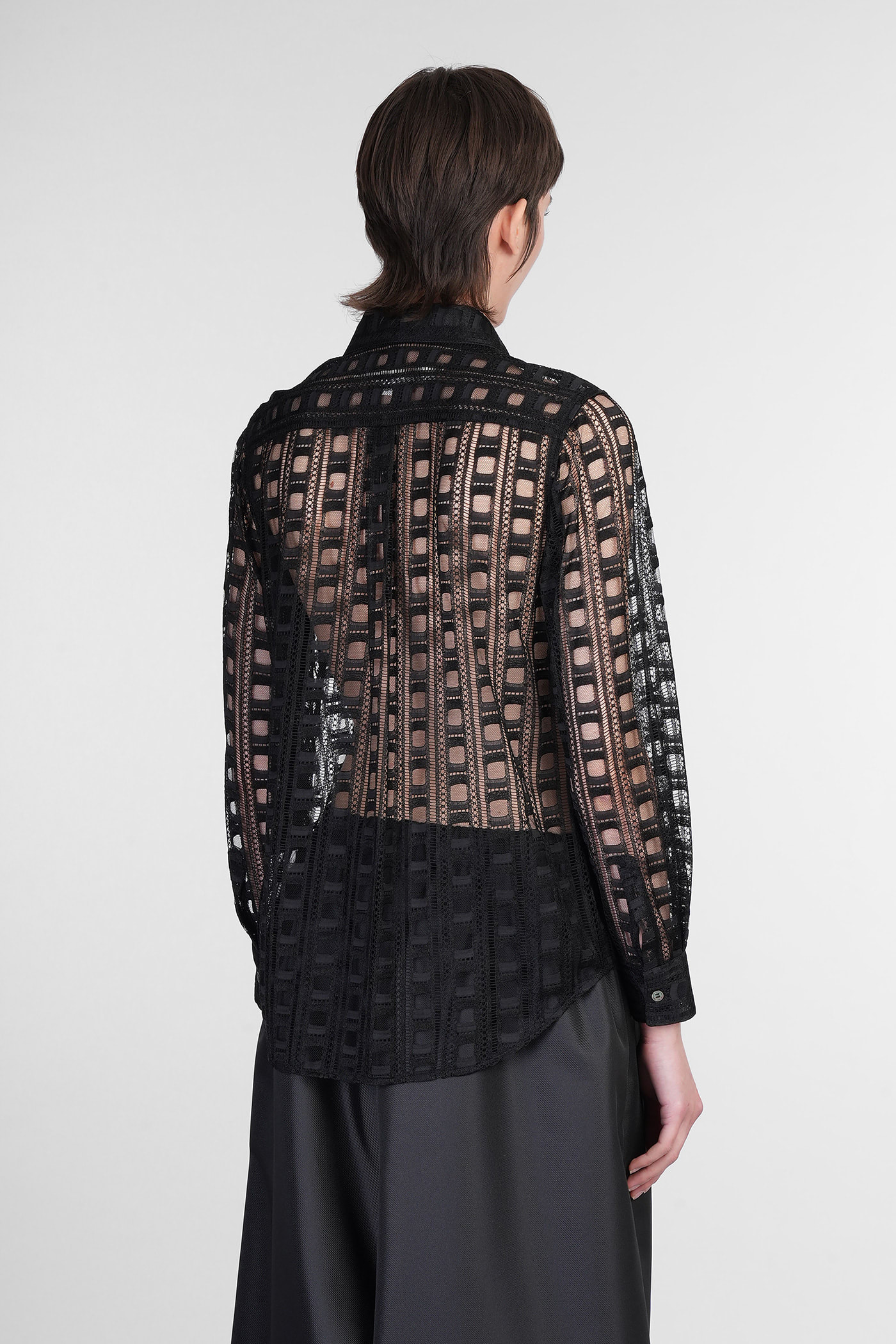 COMME DES GARÇONS SHIRT IN BLACK RAYON 