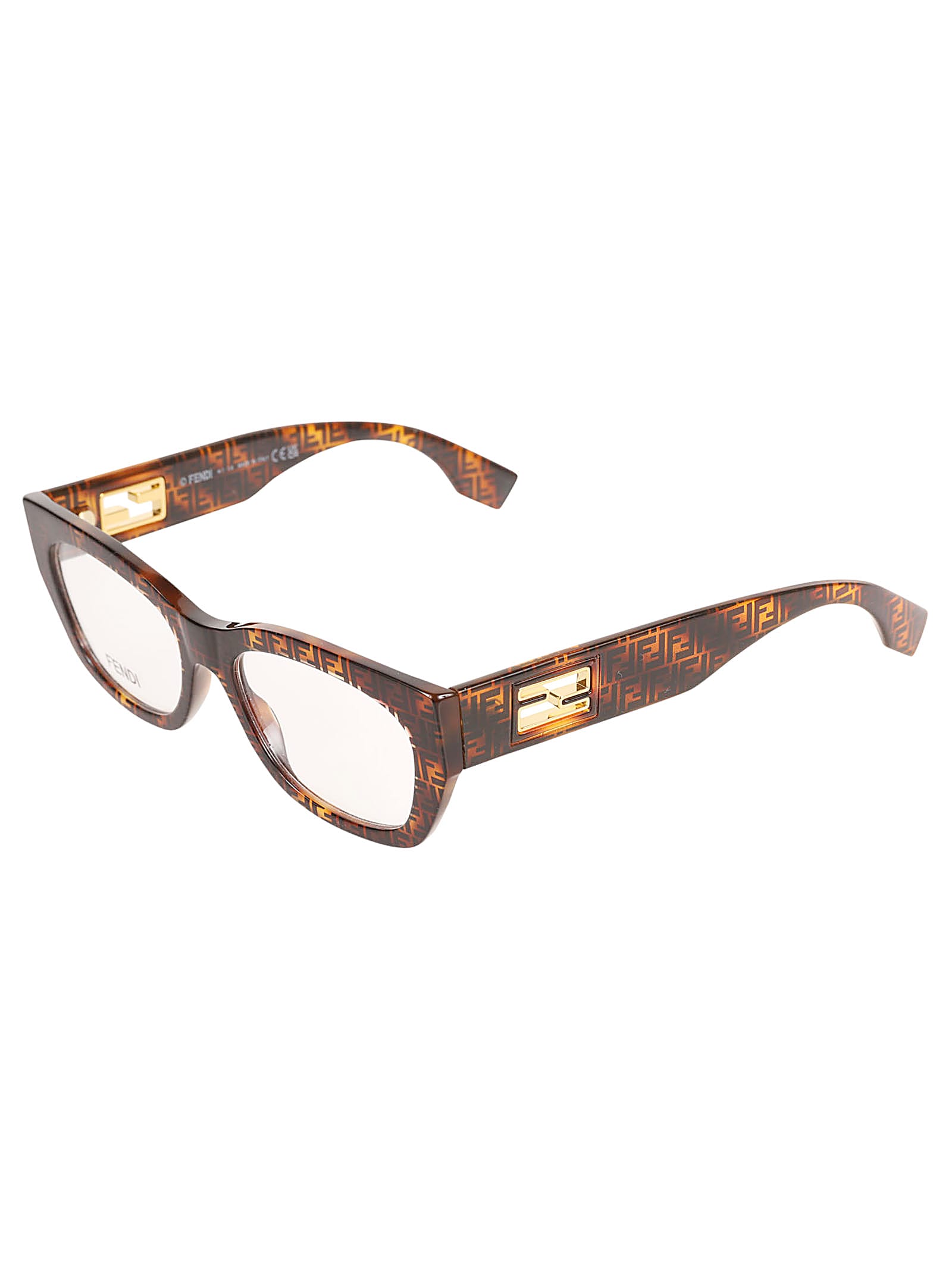 Shop Fendi All-over Logo Detail Glasses In 055 - Havana