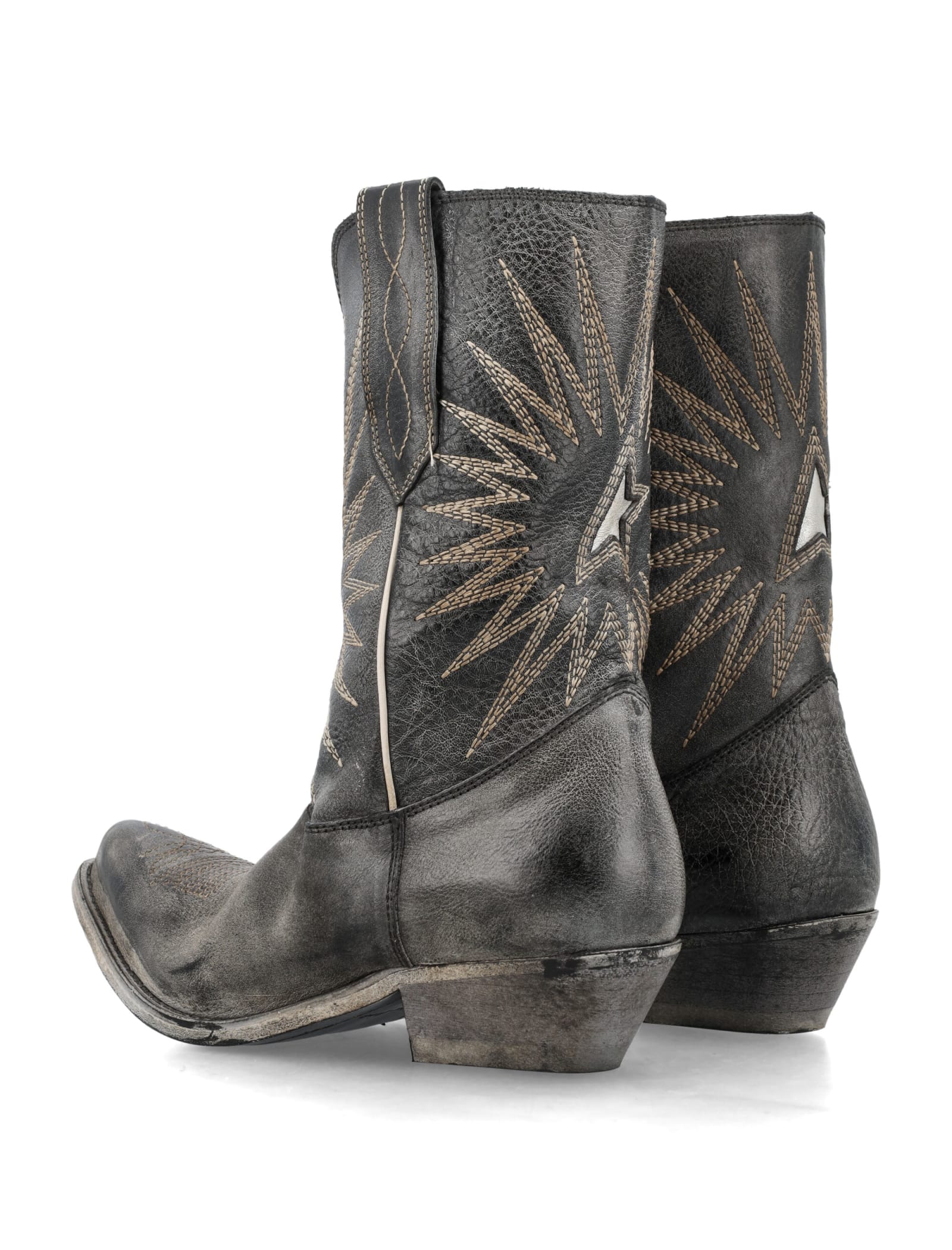 GOLDEN GOOSE WISH STAR LOW LEATHER UPPER WITH EMBROIDERY AND MOULD TREATMENT