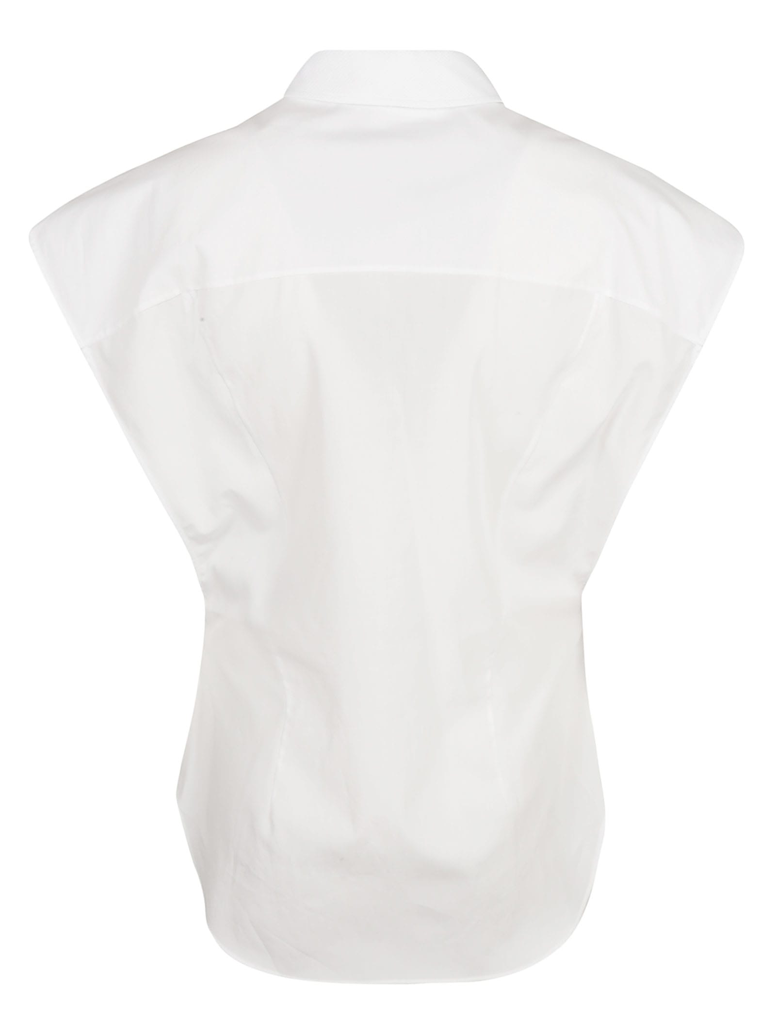 Shop Alexander Mcqueen Round Hem Short-sleeved Plain Shirt In Optical White