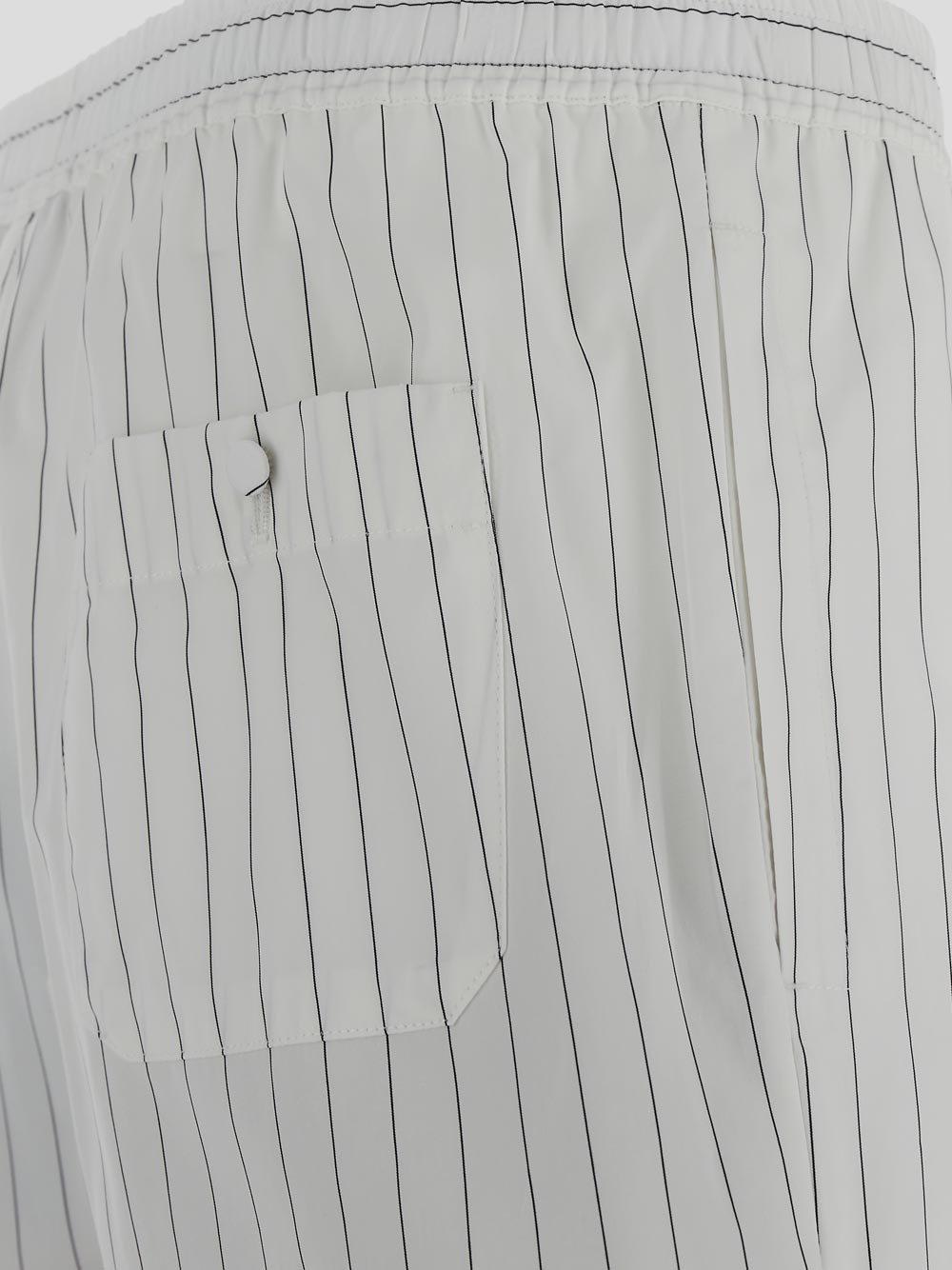 Shop Dolce & Gabbana Striped Elastic Waist Poplin Bermuda Shorts In White