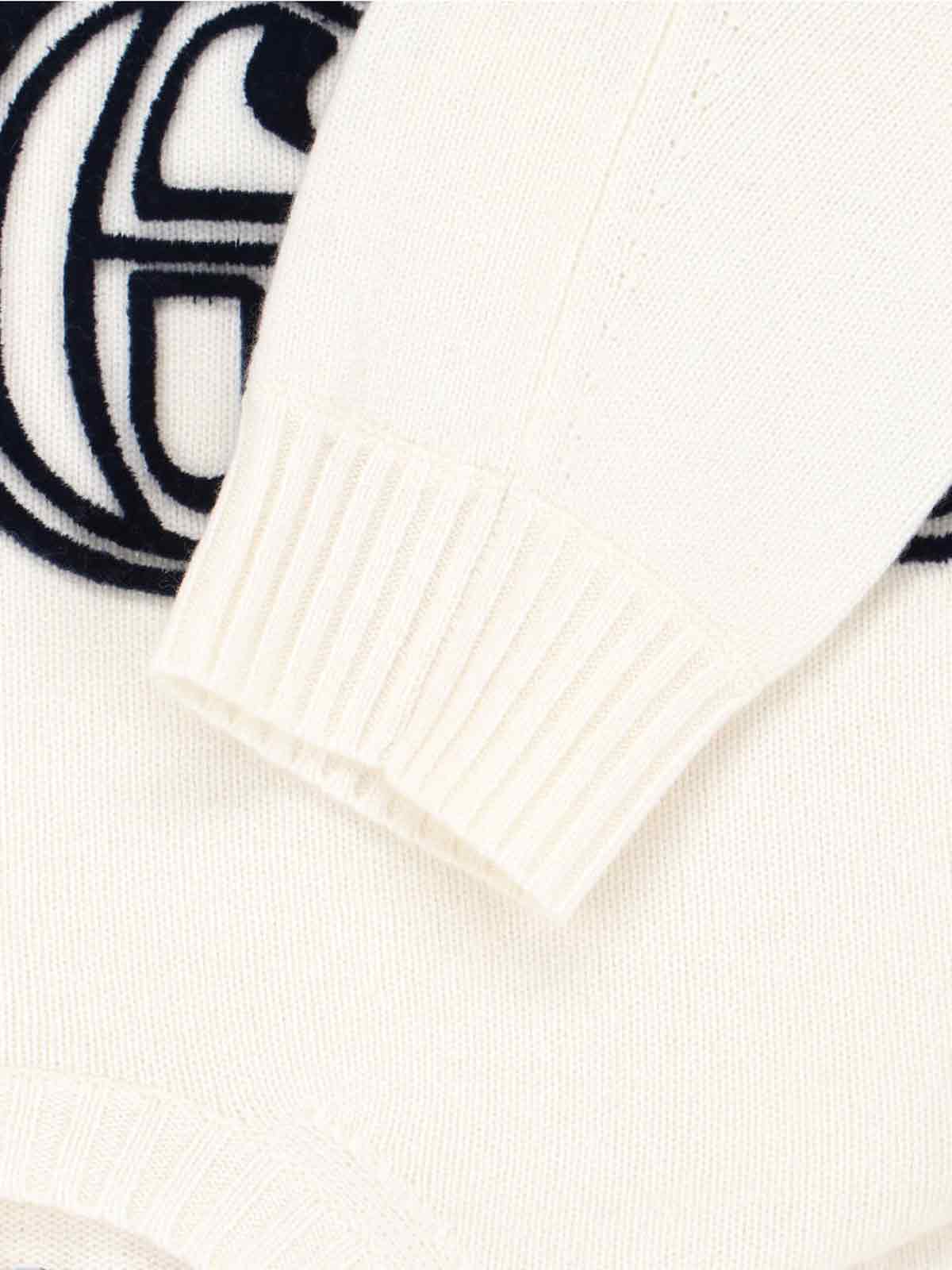 Max Mara Logo-embellishment Crew-neck Sweater In White
