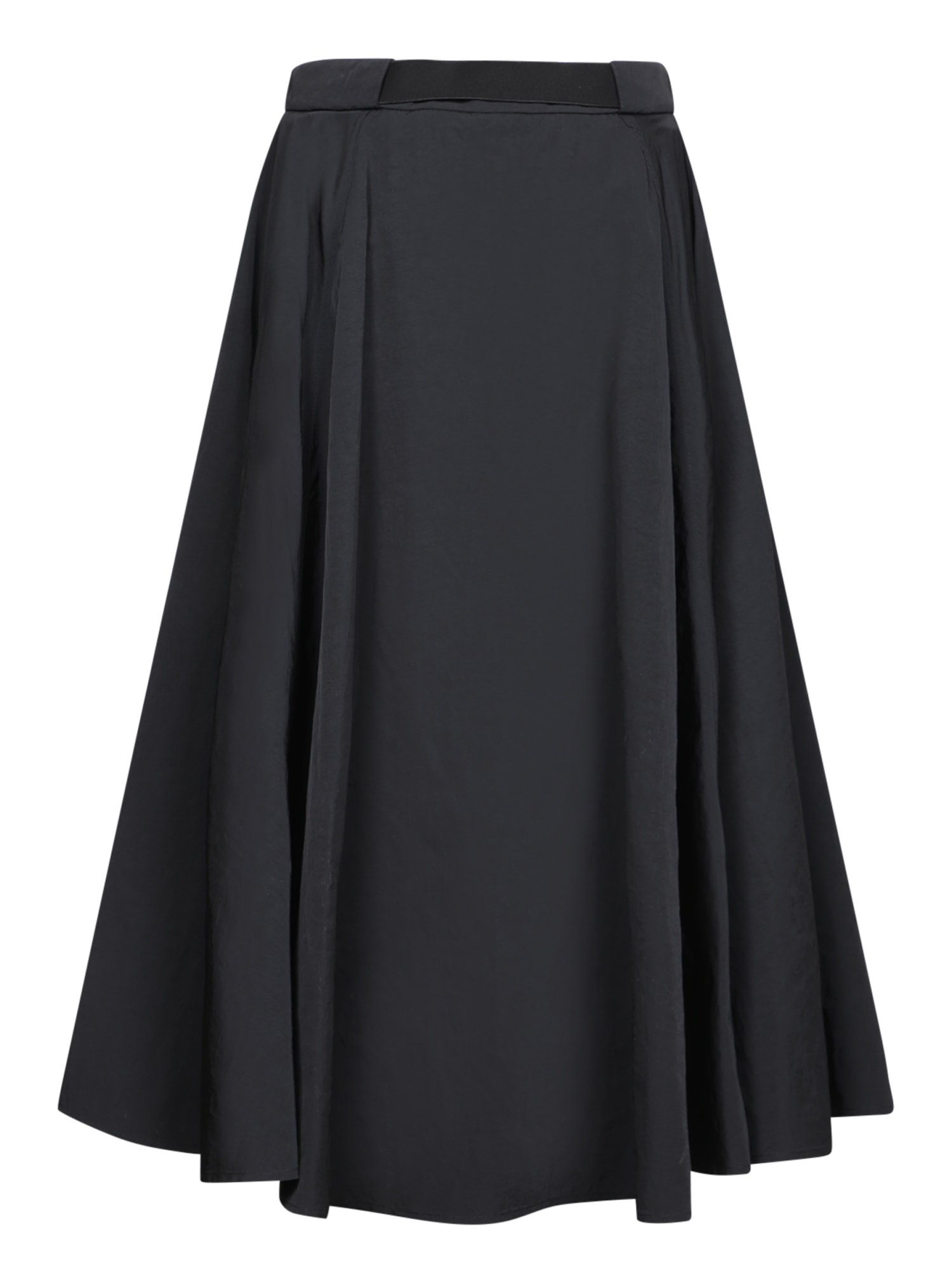 Moncler Flowing Black Maxi Skirt With Belted Waist In Black