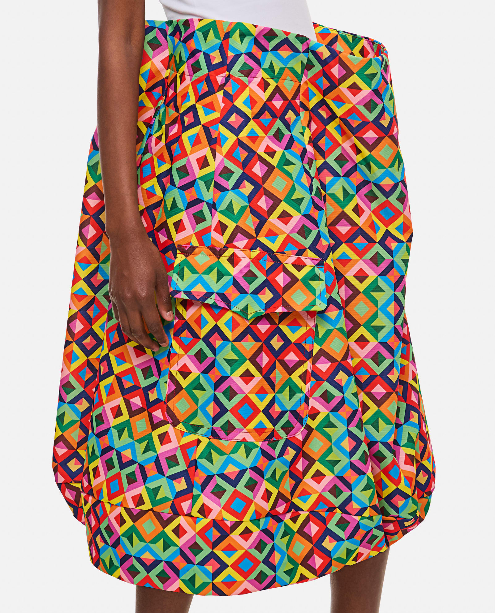 Shop Comme Des Garçons Grosgrain Printed Midi Skirt In Multicolour