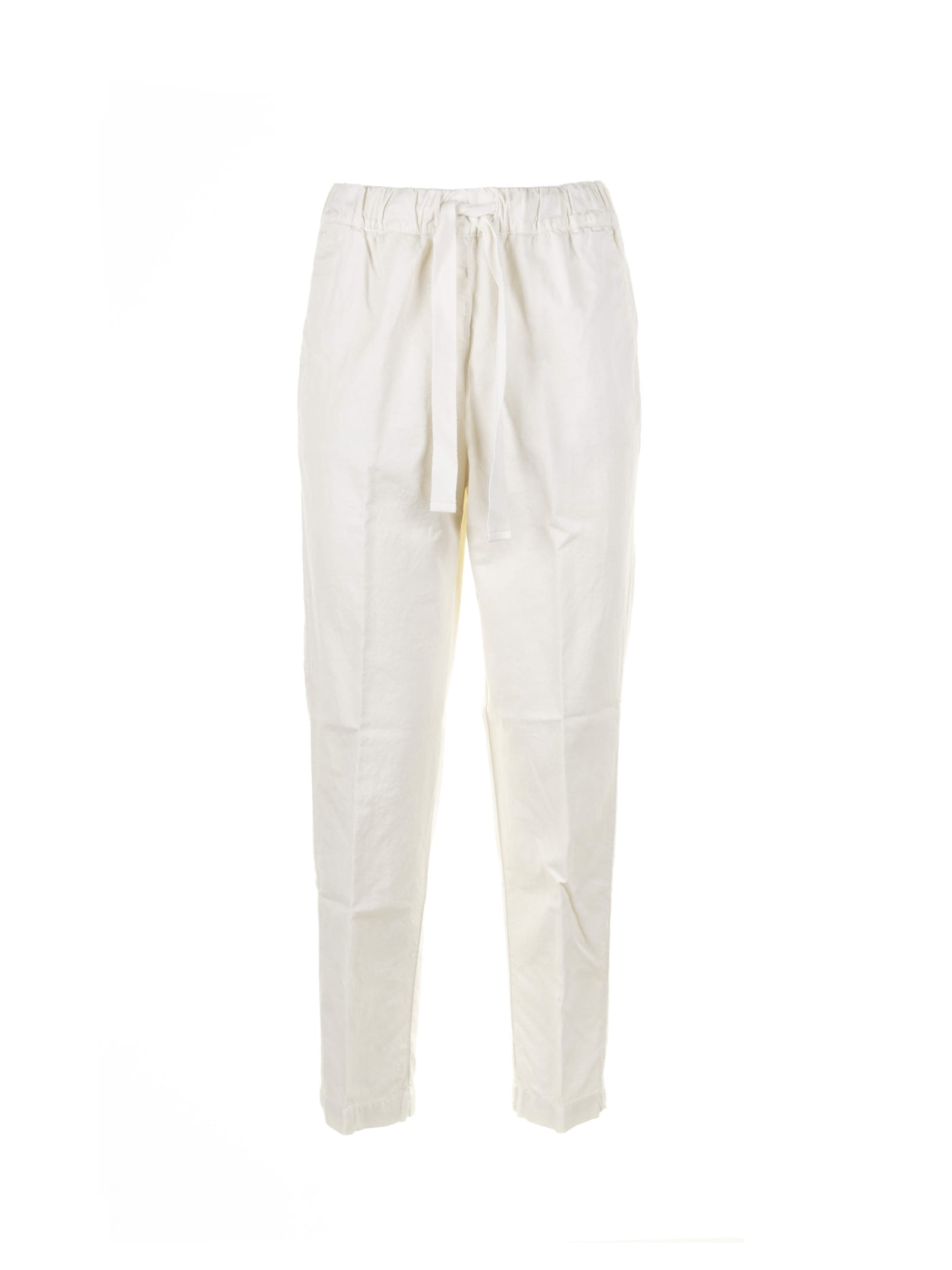 Shop Myths White High-waisted Trousers With Drawstring In Off White