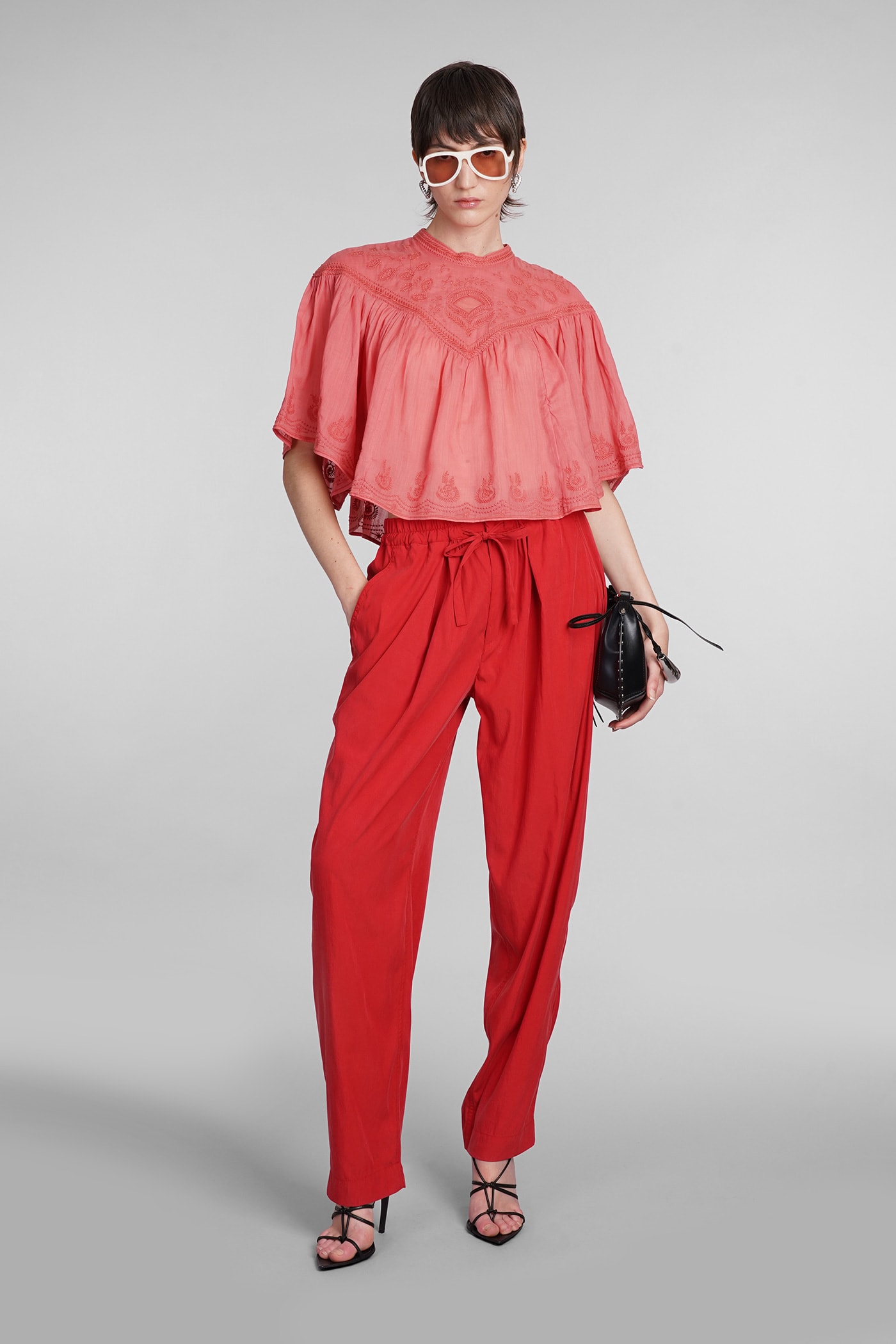 Shop Isabel Marant Hectorina Pants In Red Wool And Polyester