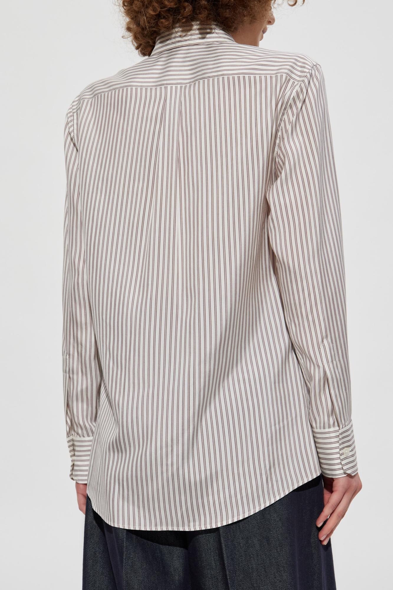Dolce & Gabbana Silk Shirt With Striped Pattern In White