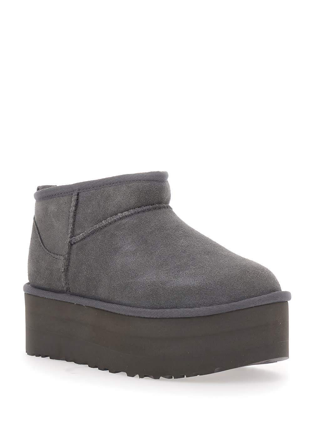 Ugg Classic Ultra Mini Platform Suede Ankle Boots In Gray