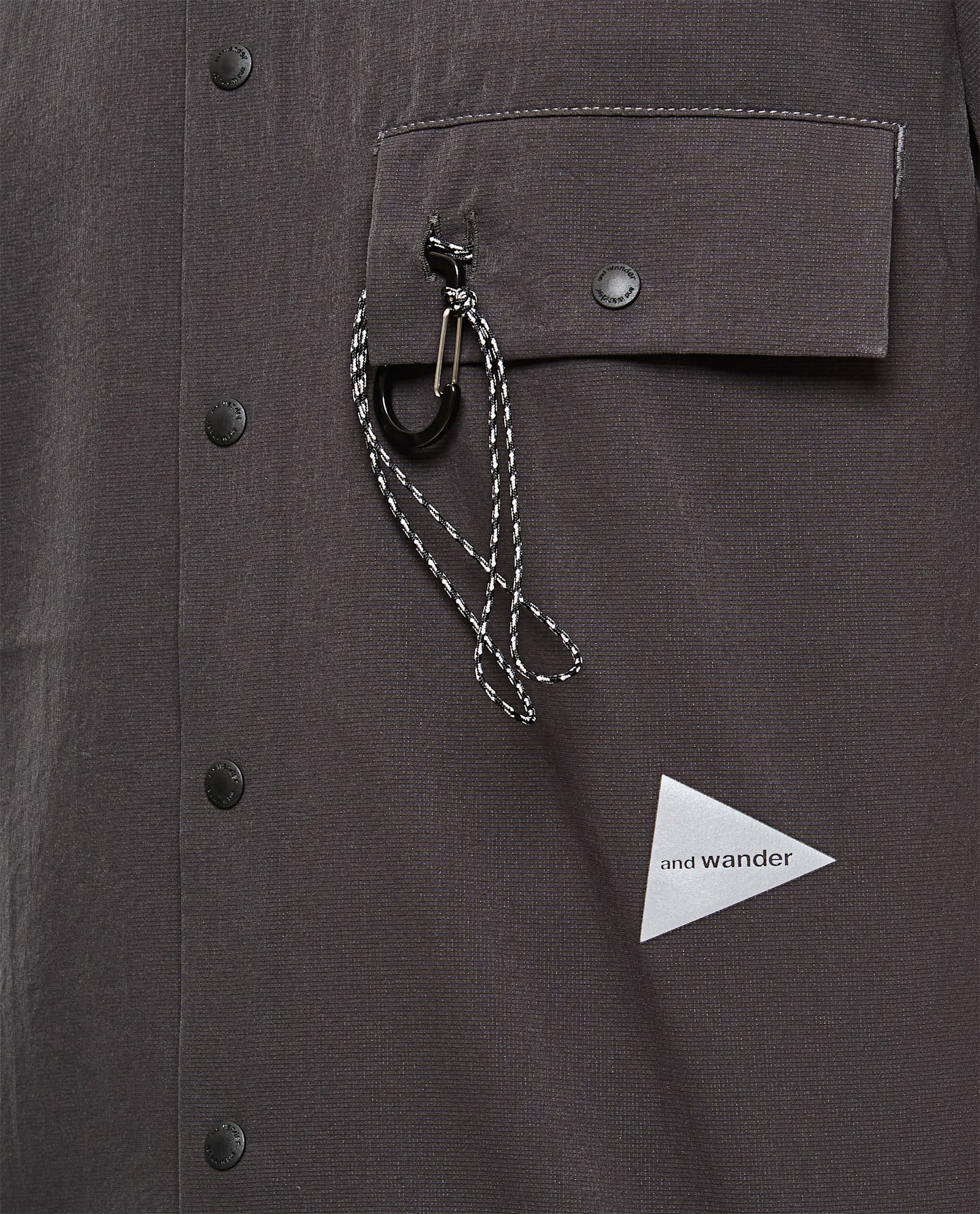 And Wander Short Sleeve Button-down Shirt With Welt Pocket In Black