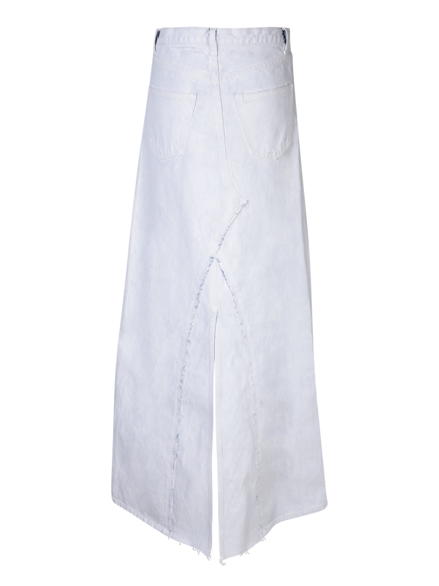 Shop Maison Margiela Ruffled Denim White Skirt