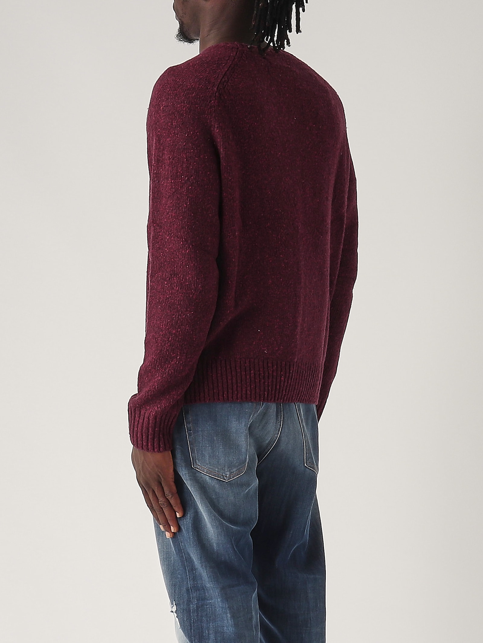 Shop Polo Ralph Lauren Maglia Girocollo In Misto Lana Screziato Sweater In Bordeaux