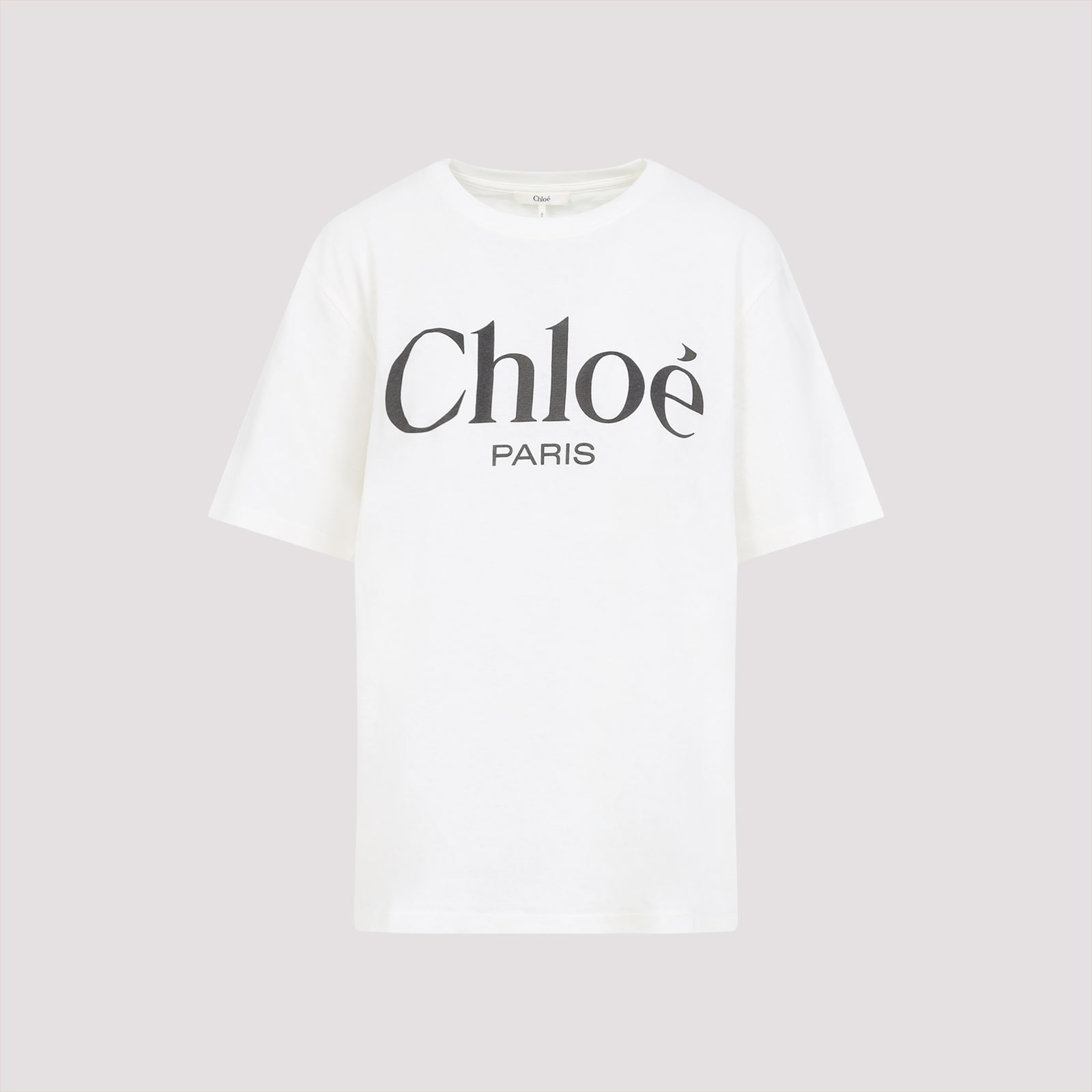 Chloé White Crewneck T-shirt With Logo Print On The Front In Cotton Woman In White