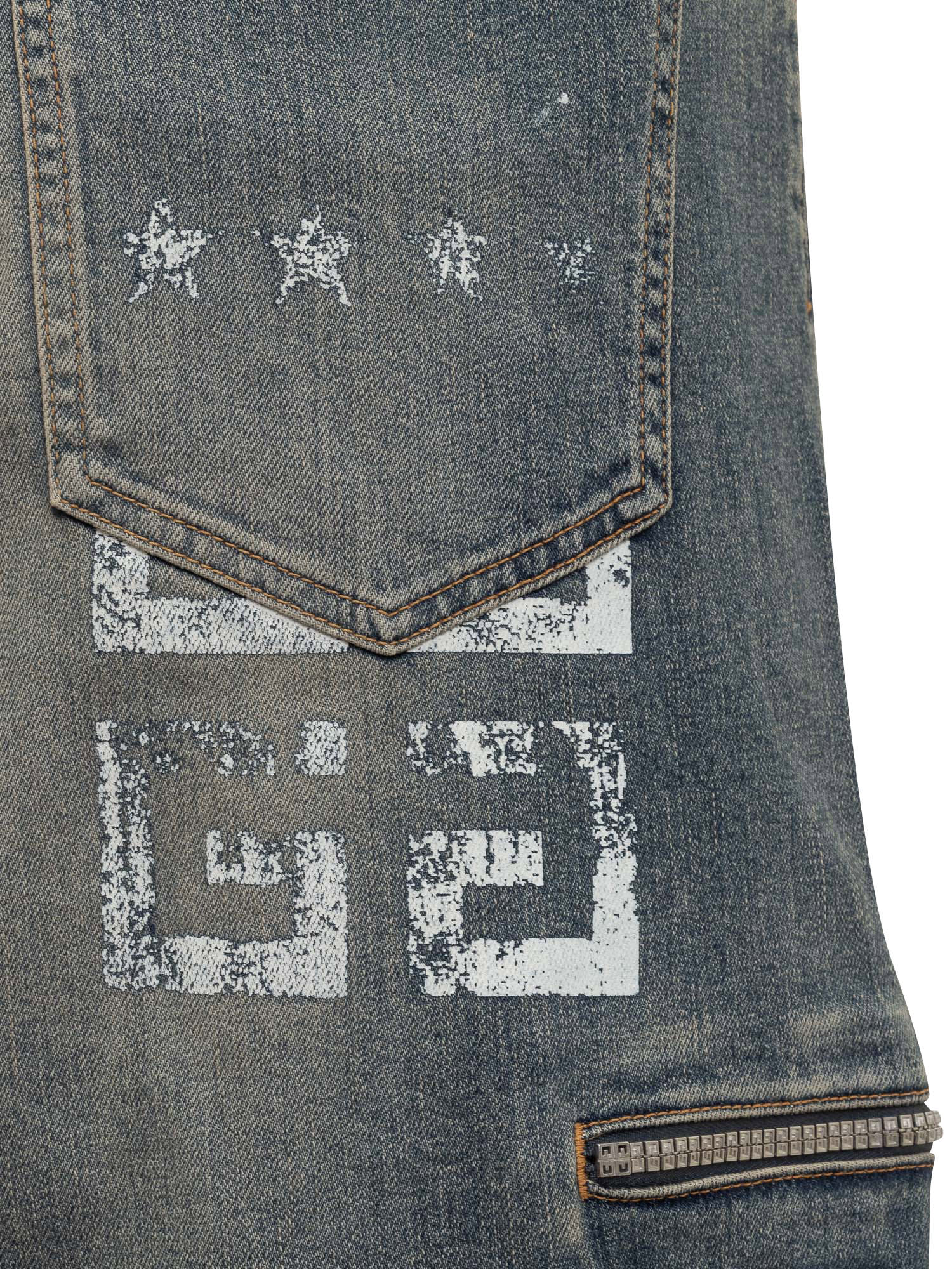 Shop Givenchy 4g Denim Cargo Jeans In Medium Blue