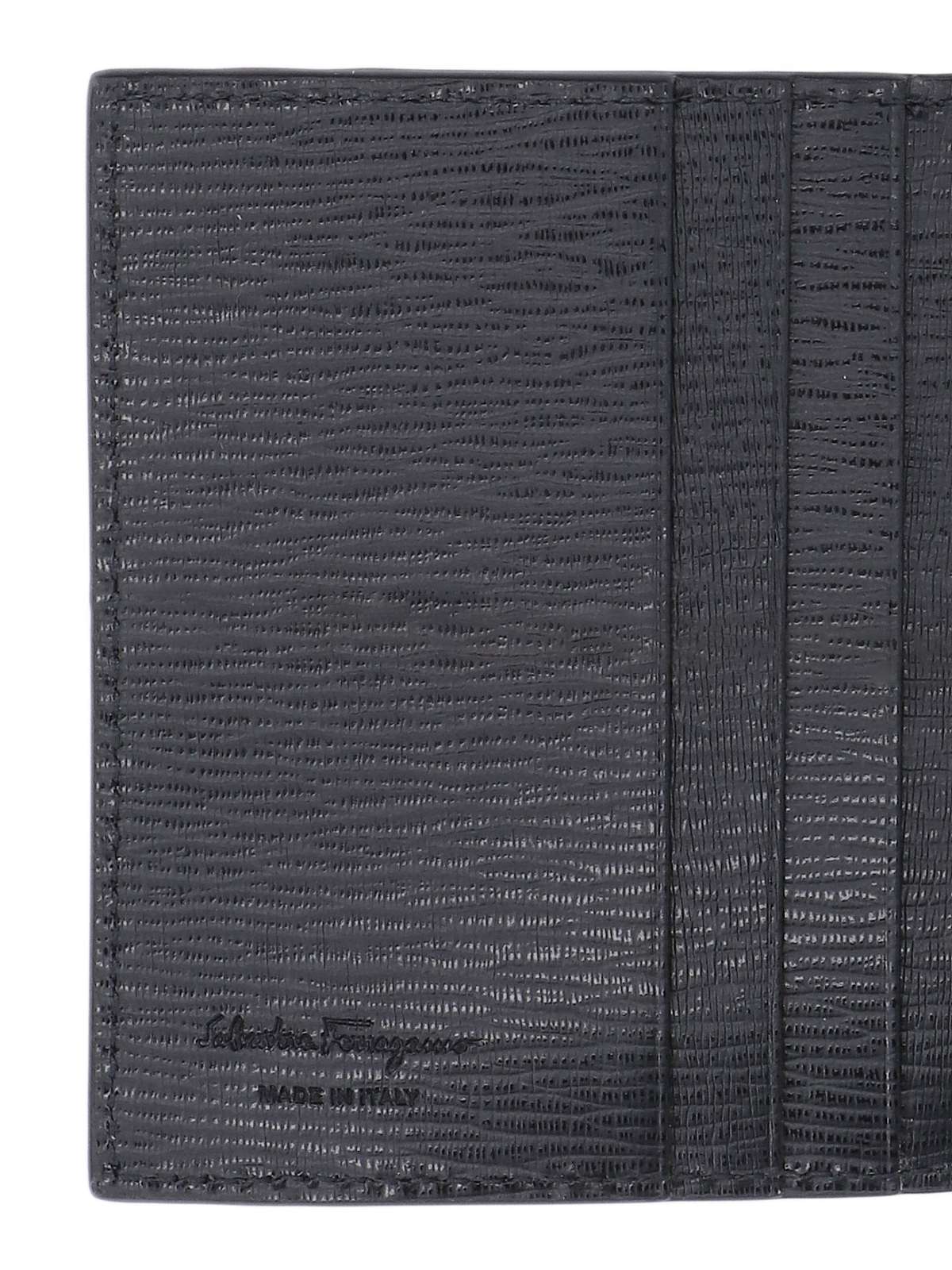 Ferragamo Gancini Bi-fold Wallet In Blue