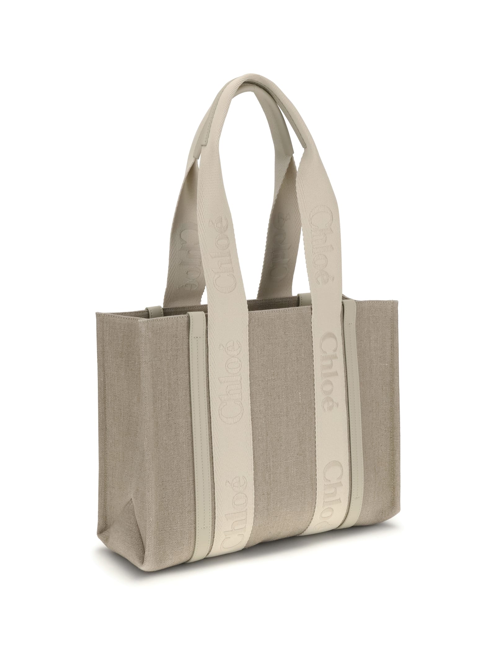 Chloé Refined Linen Tote Bag With Leather Extensions In Neutral
