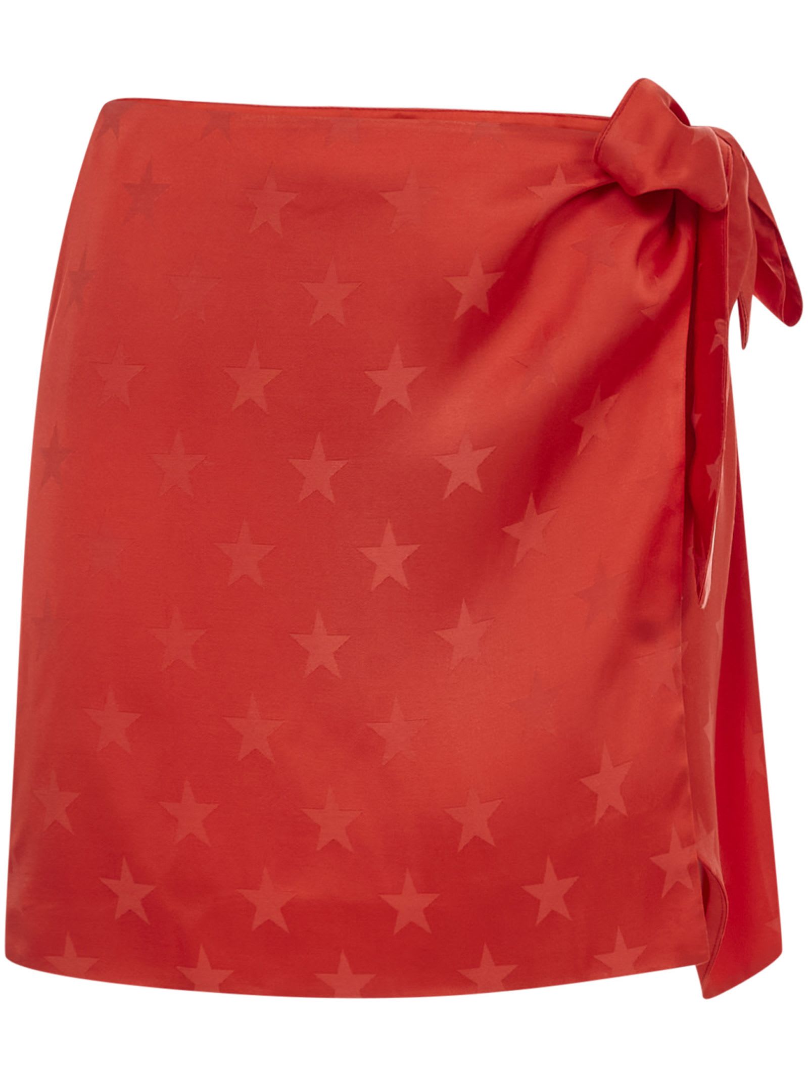 Laneus Red Star-print Wrap Skirt