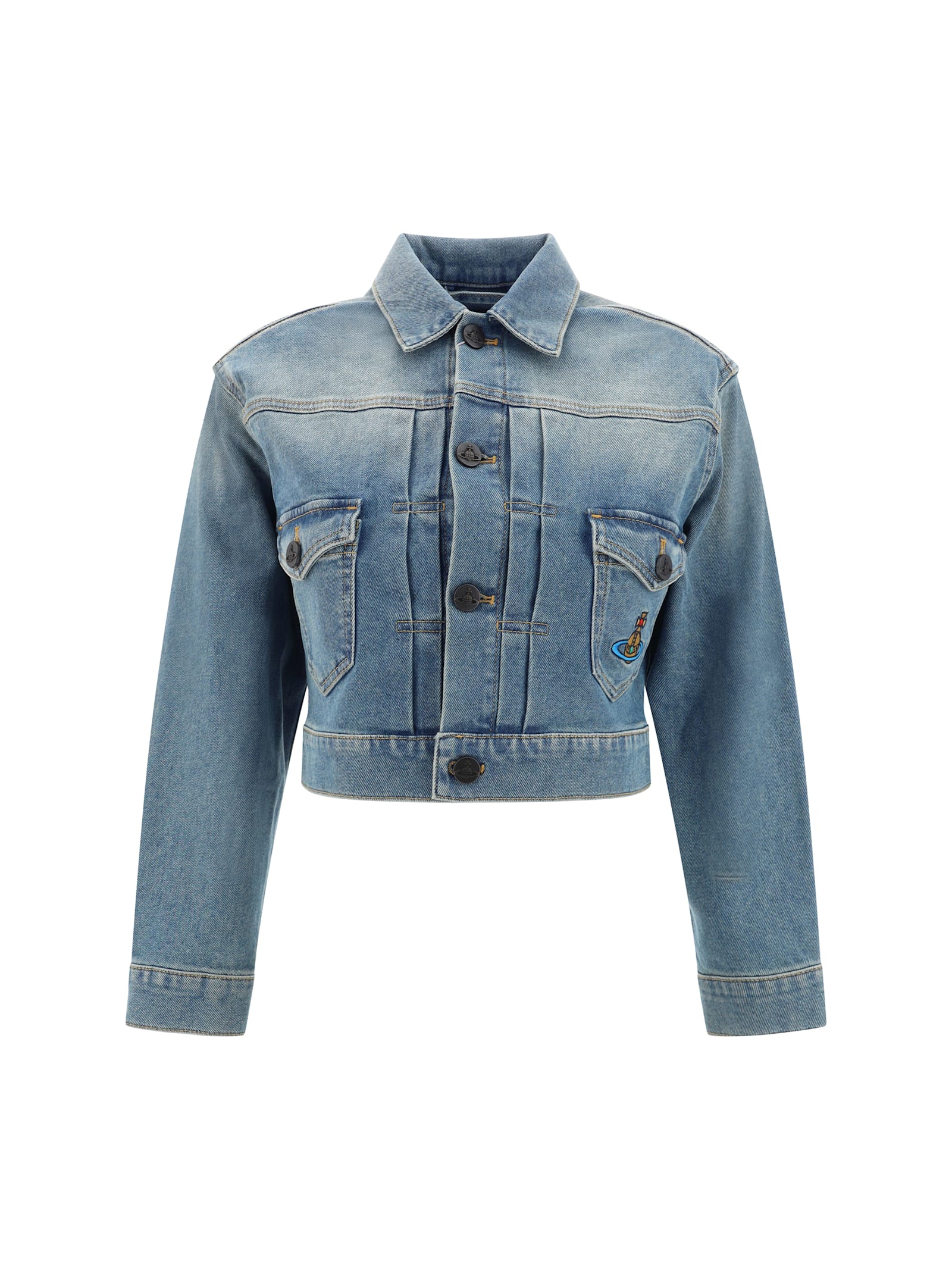 Shop Vivienne Westwood Denim Marlene Jacket In Blue