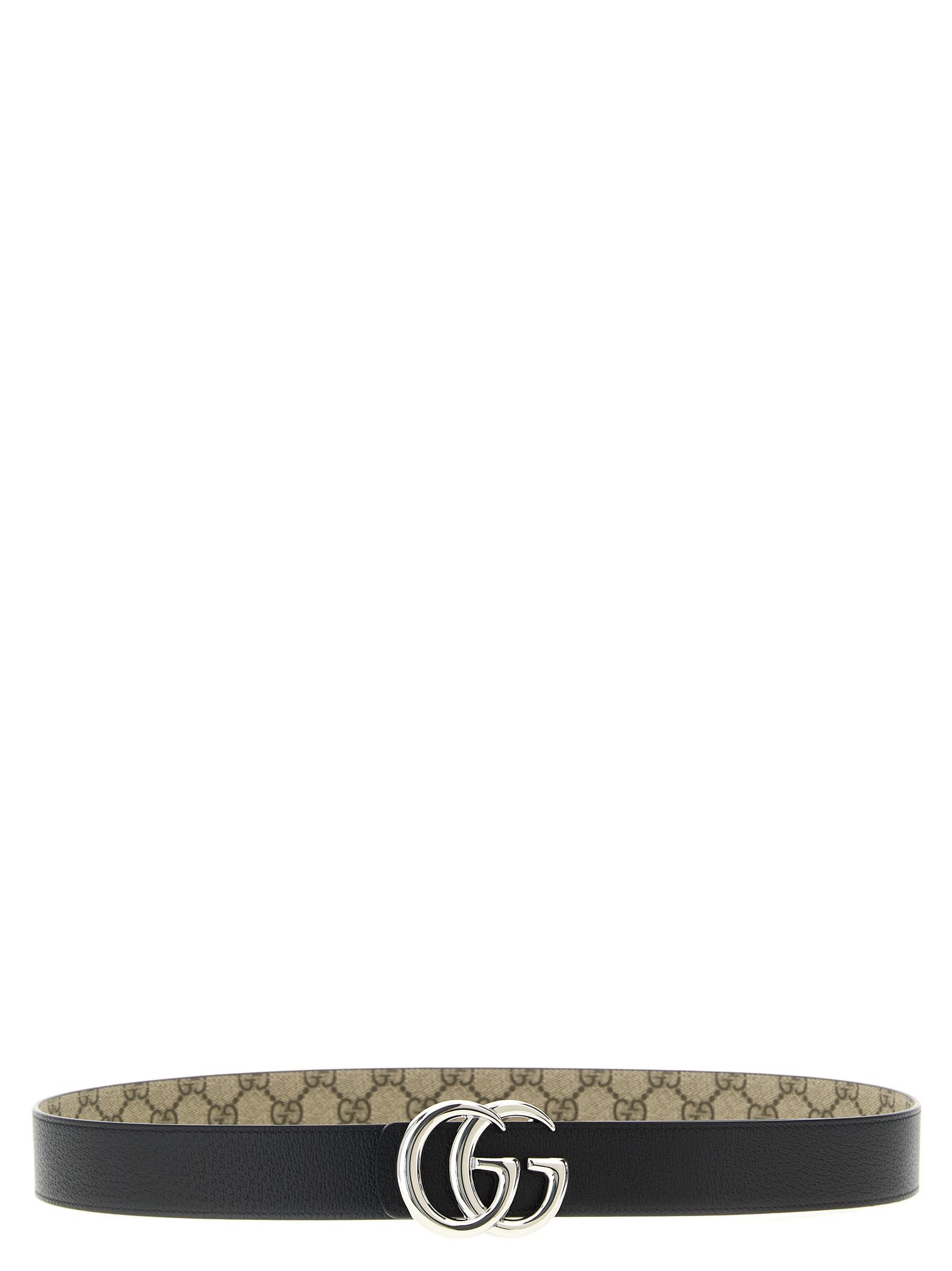 Gucci Reversible Belt Featuring Monogram Pattern In Neutral
