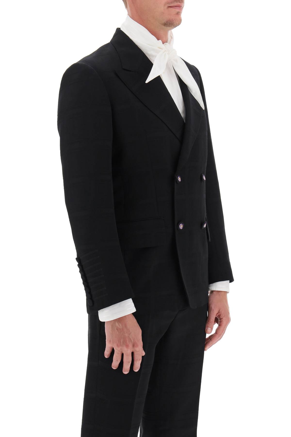 Etro Double-breasted Jacket With Check Pattern In Black (black)