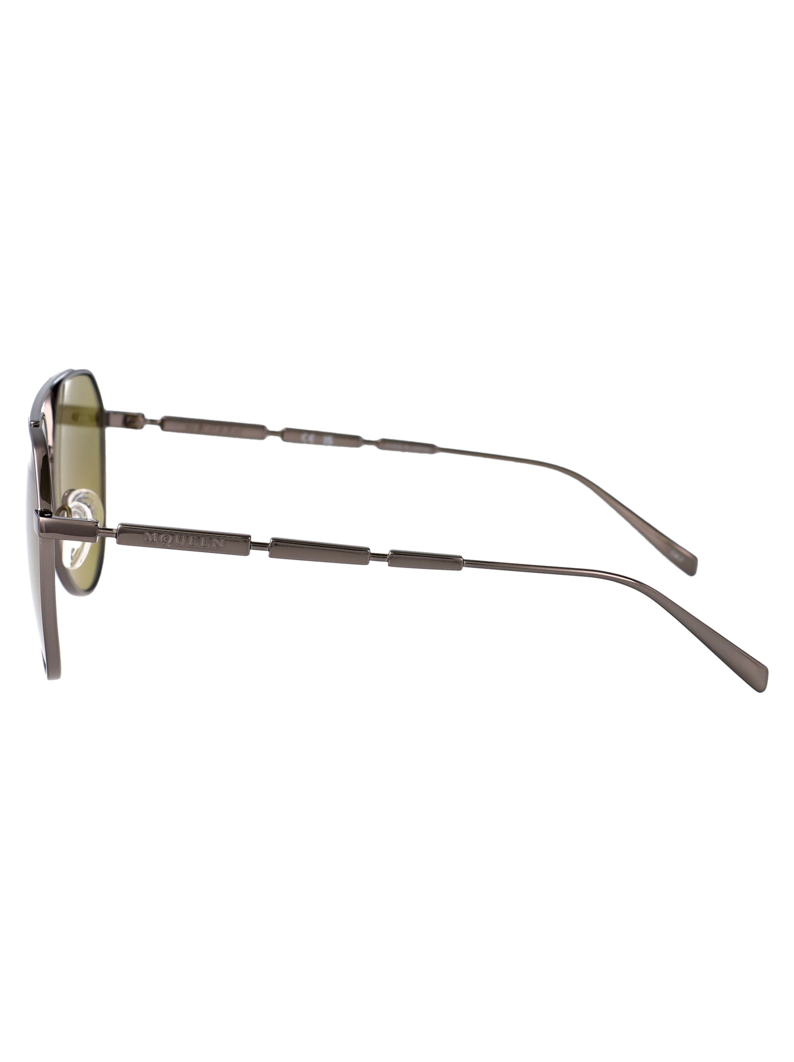 Alexander Mcqueen Am0478s Sunglasses In Ruthenium-ruthenium-green