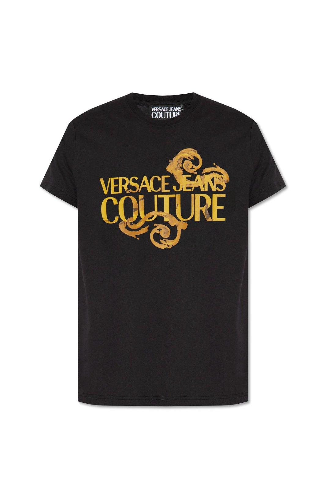 Shop Versace Jeans Couture Logo-printed Crewneck T-shirt