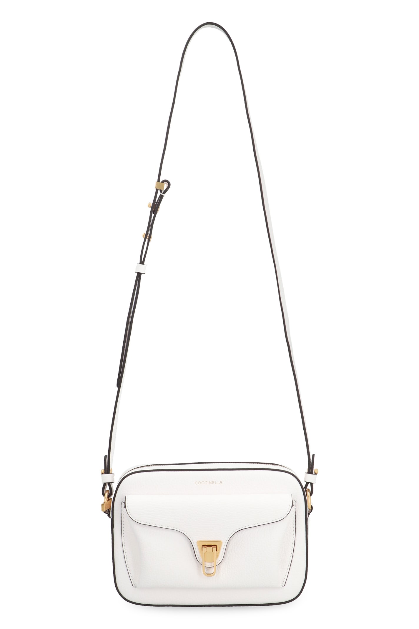 Shop Coccinelle Beat Soft Leather Crossbody Bag In Brillant White