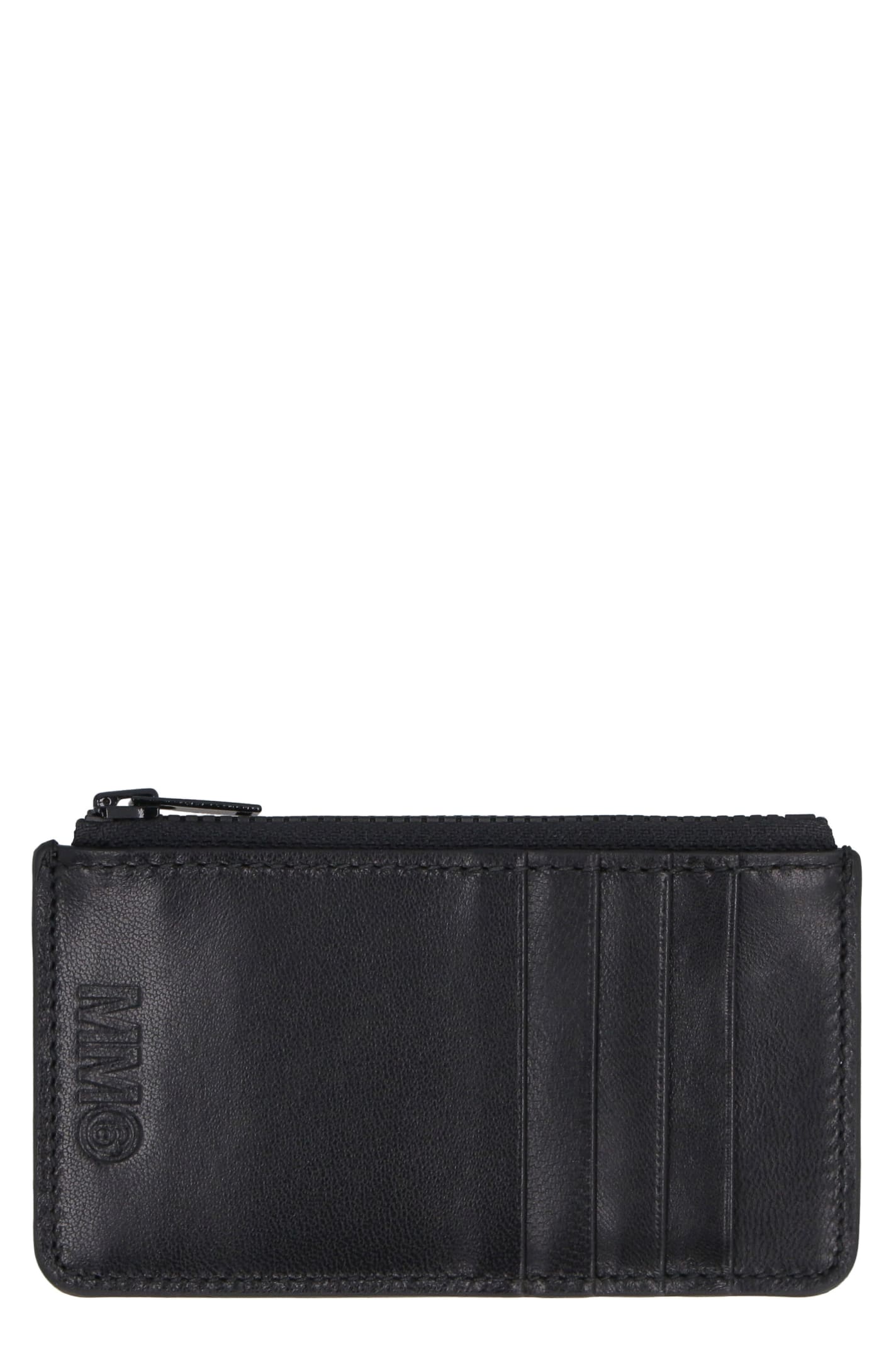 Mm6 Maison Margiela Black Multifunctional Card Holder In Nero