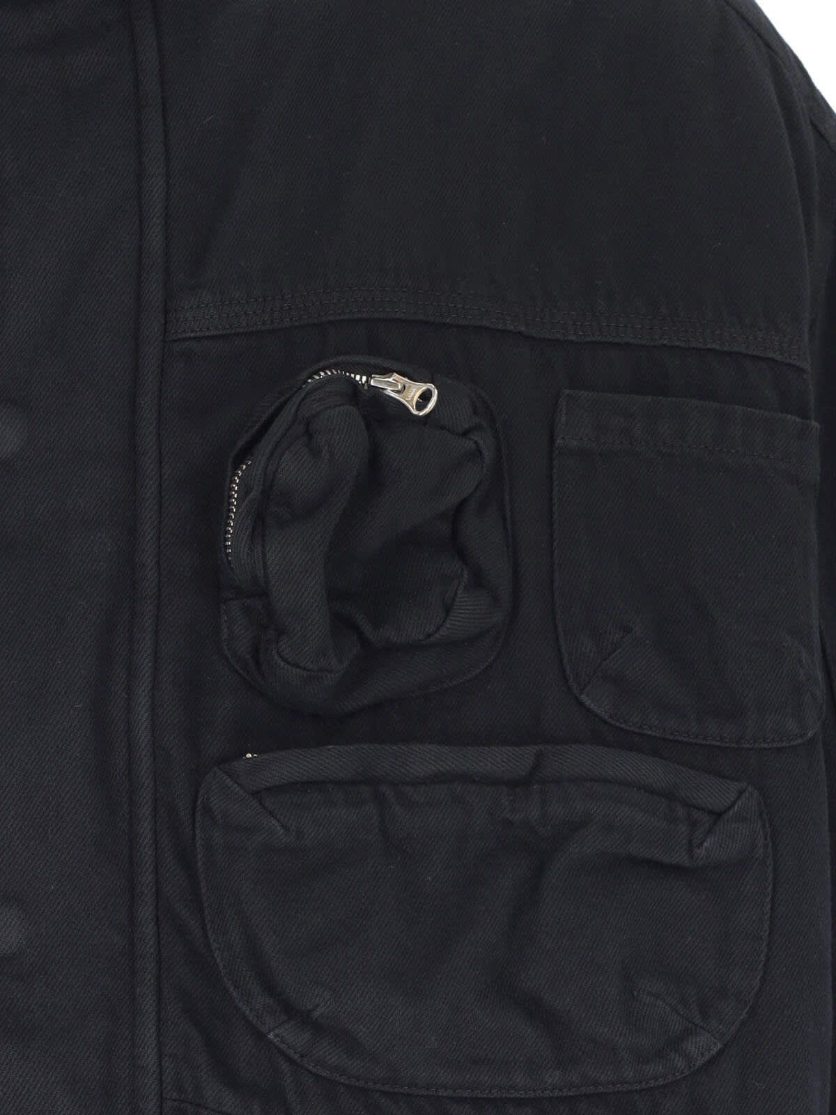 Shop Mm6 Maison Margiela Cargo Jacket In Denim In Black