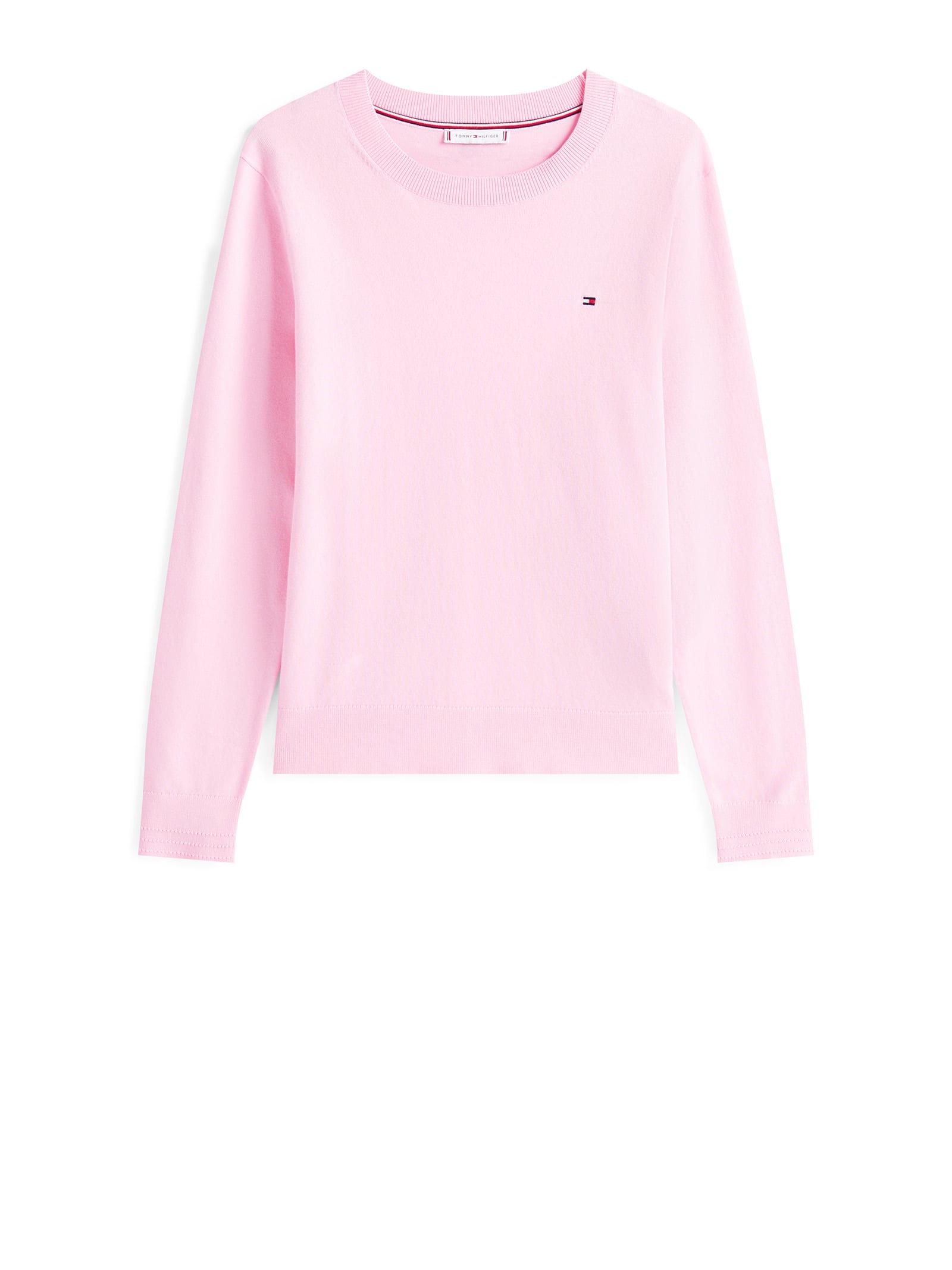 Tommy Hilfiger Cotton Long Sleeve Crewneck Pullover In Pink
