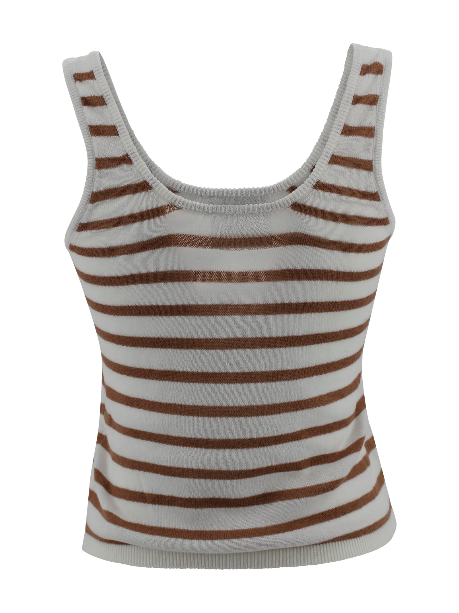 Be You Striped Cashmere Top In Bianco
