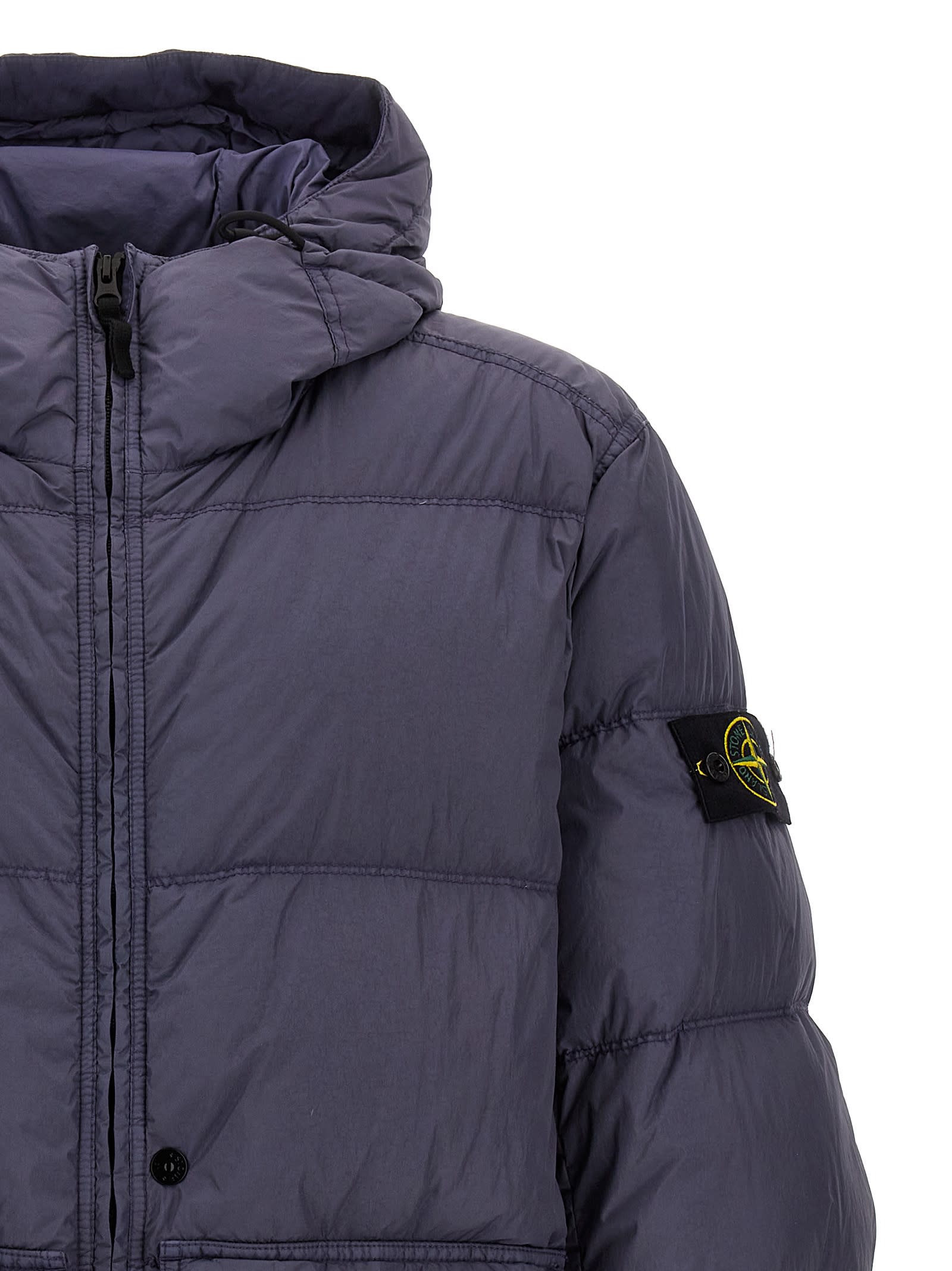 Shop Stone Island Garment Dyed Crinkle Reps R-ny Down Down Jacket In Gray